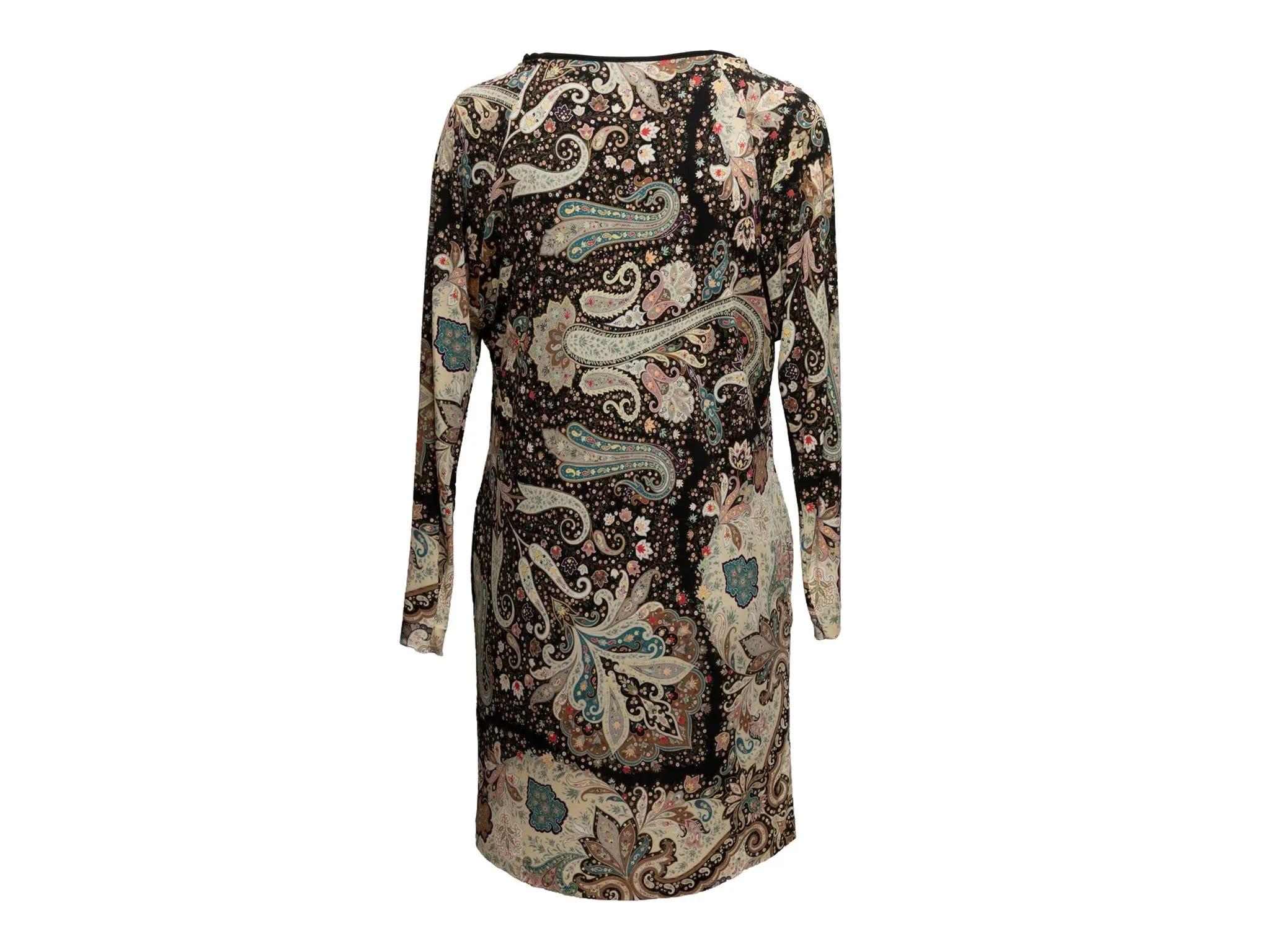 Beige & Multicolor Etro Paisley Print Long Sleeve Dress Size IT 38