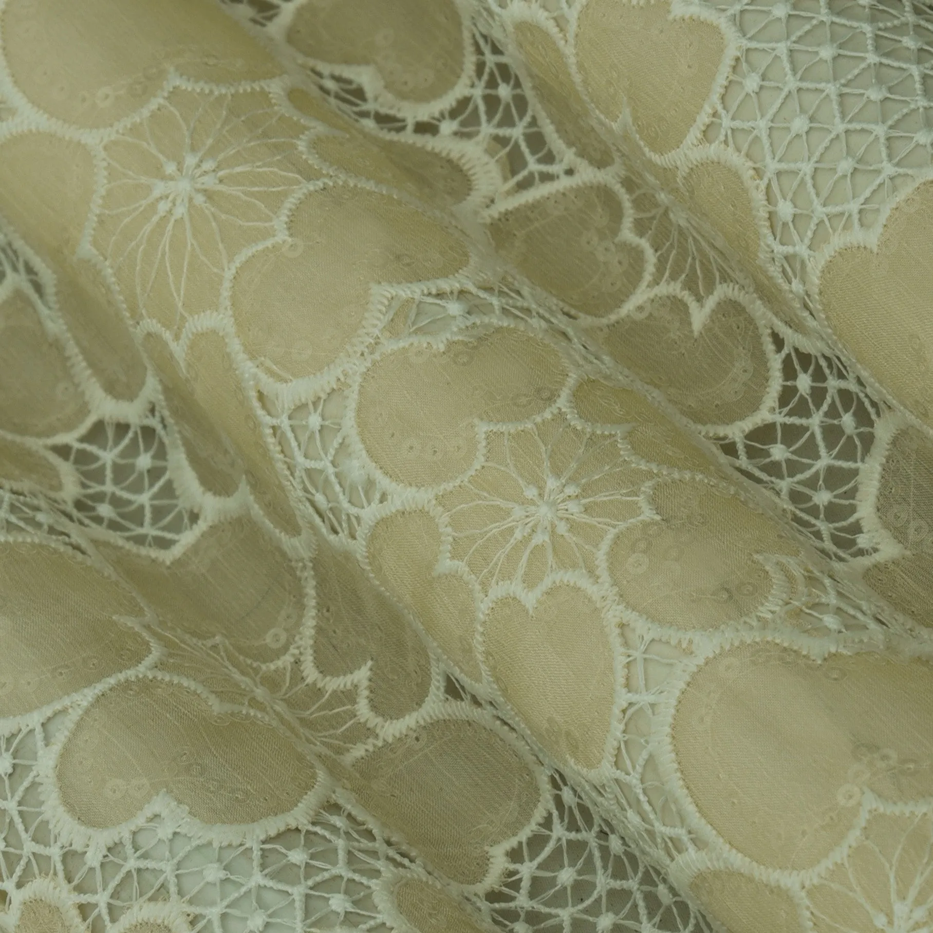 Beige Color Chiffon Embroidery Fabric