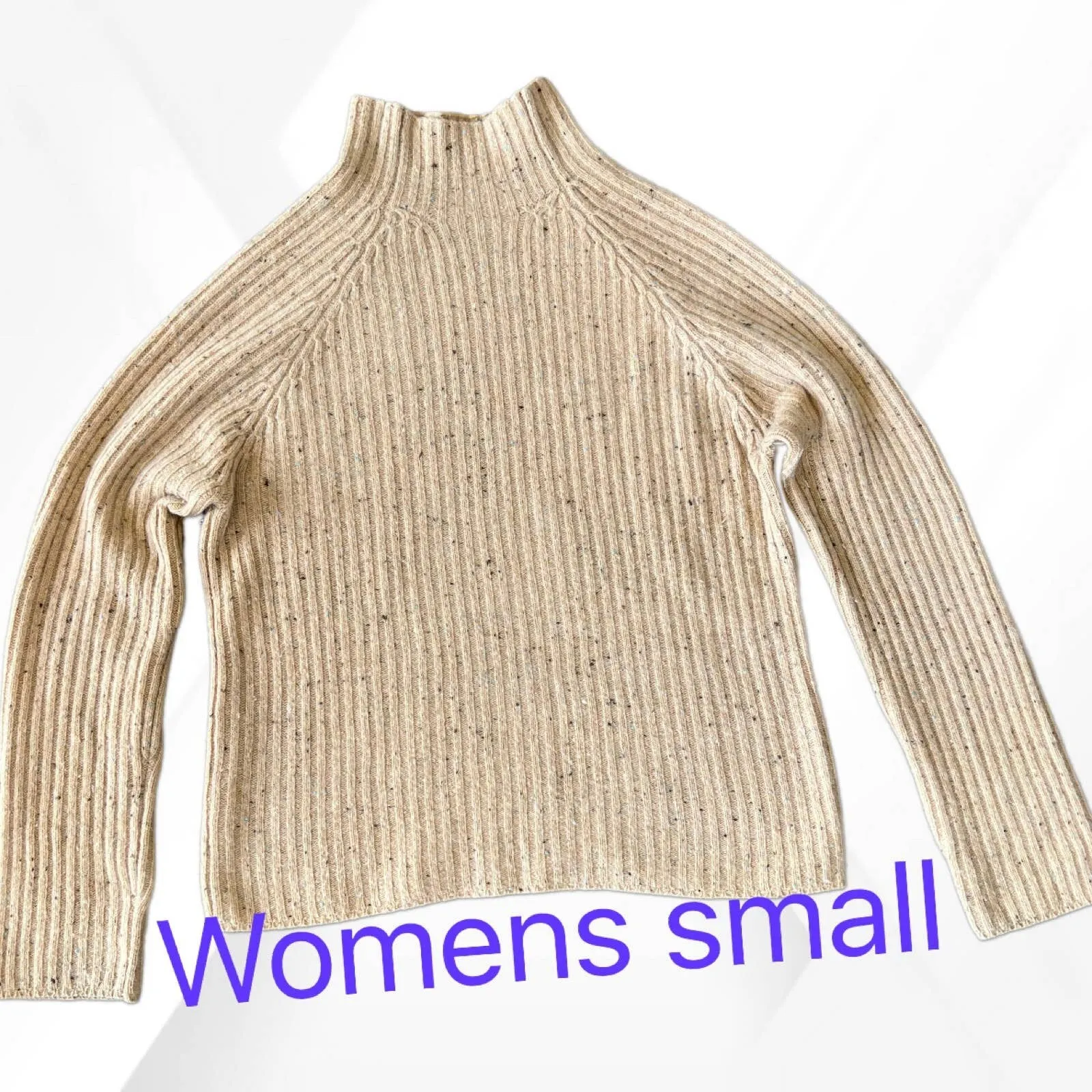 Beige Donegal Speckled Mockneck Sweater women's small