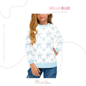 Bella Blue Crew Neck Sweatshirt | Soft Pink and Blue All Over Print | Cozy Fall & Winter Wardrobe Essential