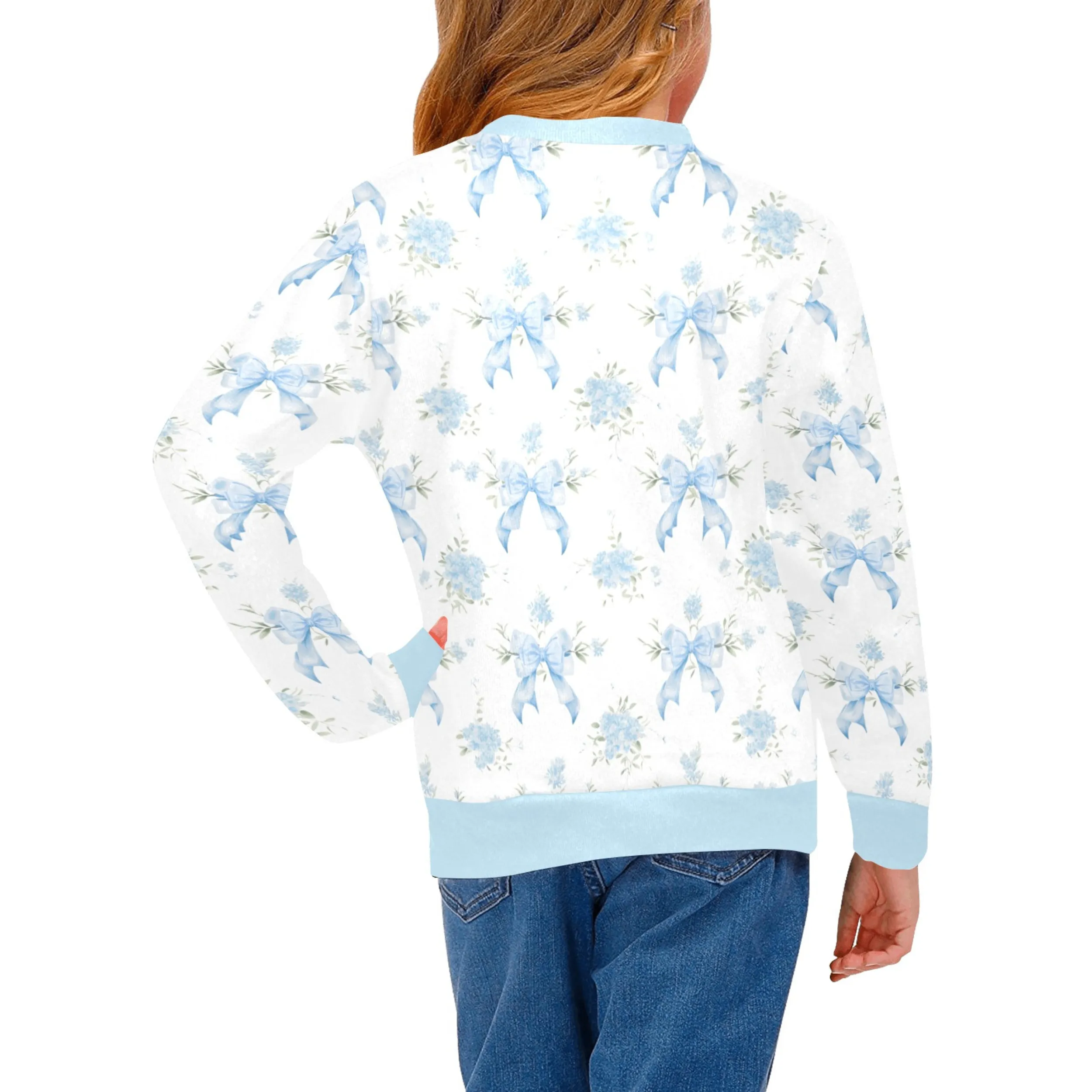 Bella Blue Crew Neck Sweatshirt | Soft Pink and Blue All Over Print | Cozy Fall & Winter Wardrobe Essential