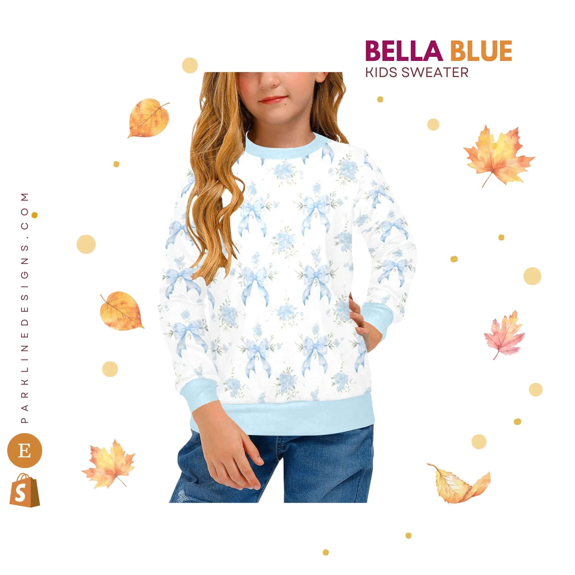 Bella Blue Crew Neck Sweatshirt | Soft Pink and Blue All Over Print | Cozy Fall & Winter Wardrobe Essential