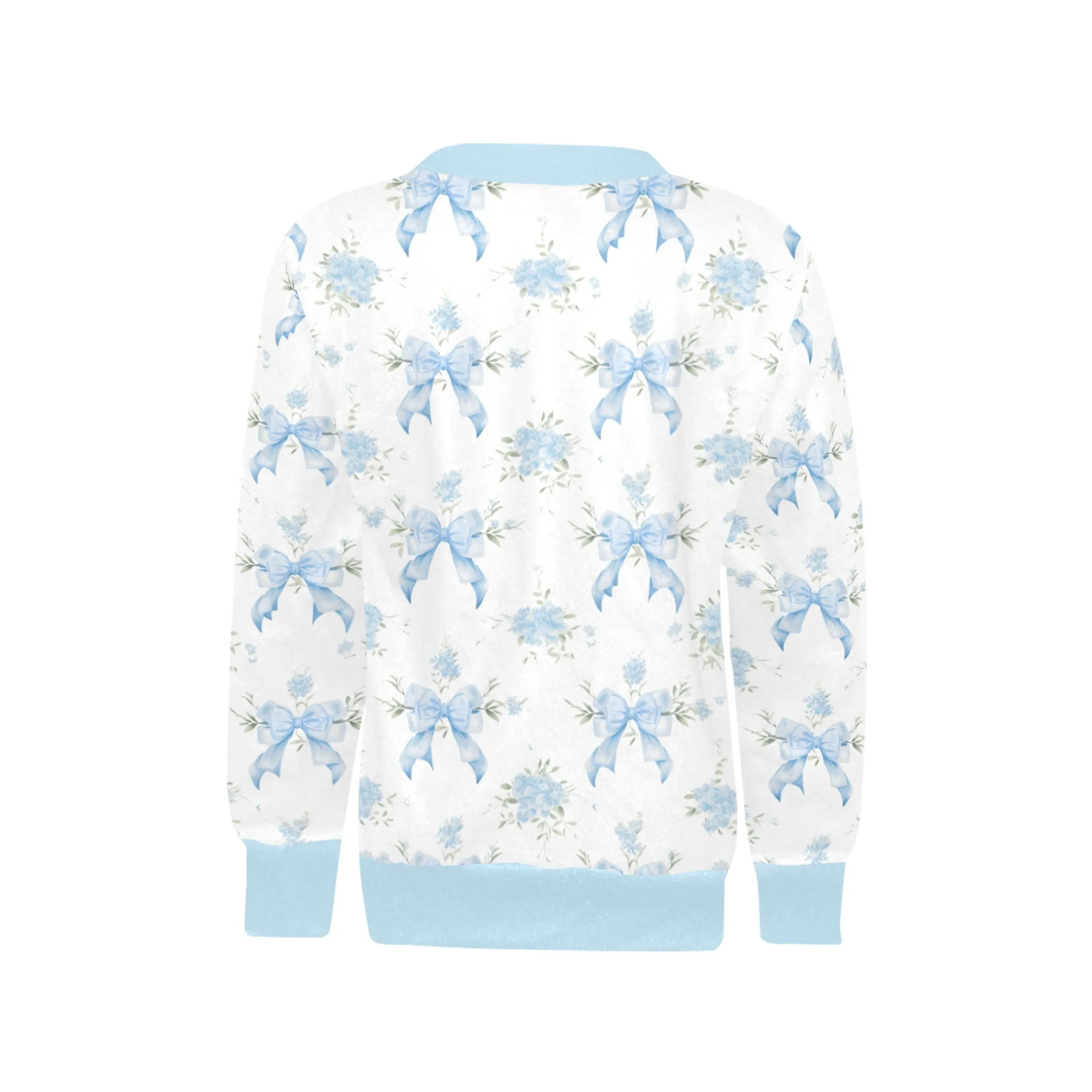 Bella Blue Crew Neck Sweatshirt | Soft Pink and Blue All Over Print | Cozy Fall & Winter Wardrobe Essential