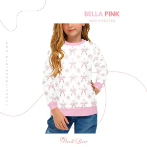 Bella Pink Crew Neck Sweatshirt | Soft Pink and Blue All Over Print | Cozy Fall & Winter Wardrobe Essential