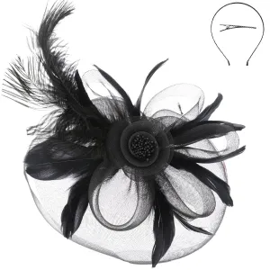 Black Headband Fascinator with Feathers