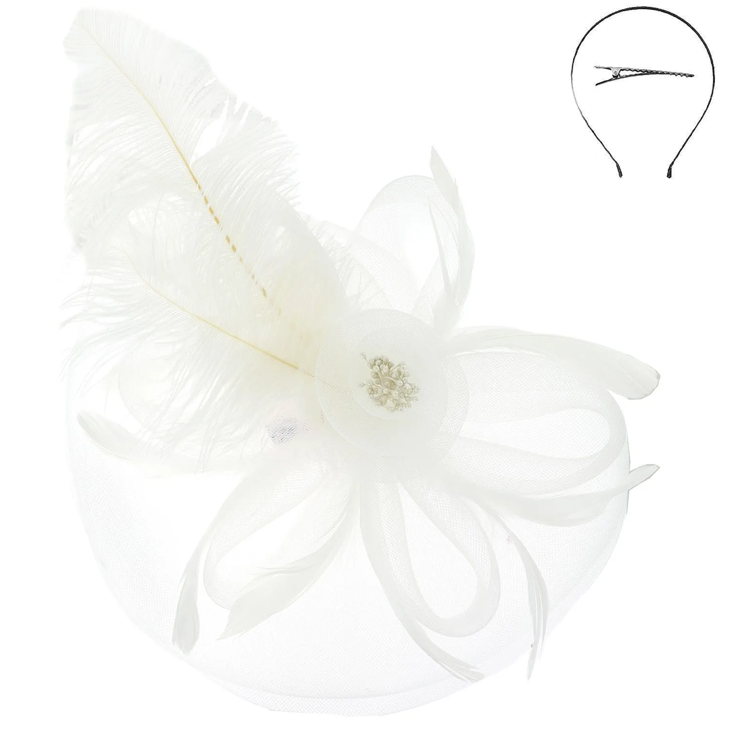 Black Headband Fascinator with Feathers
