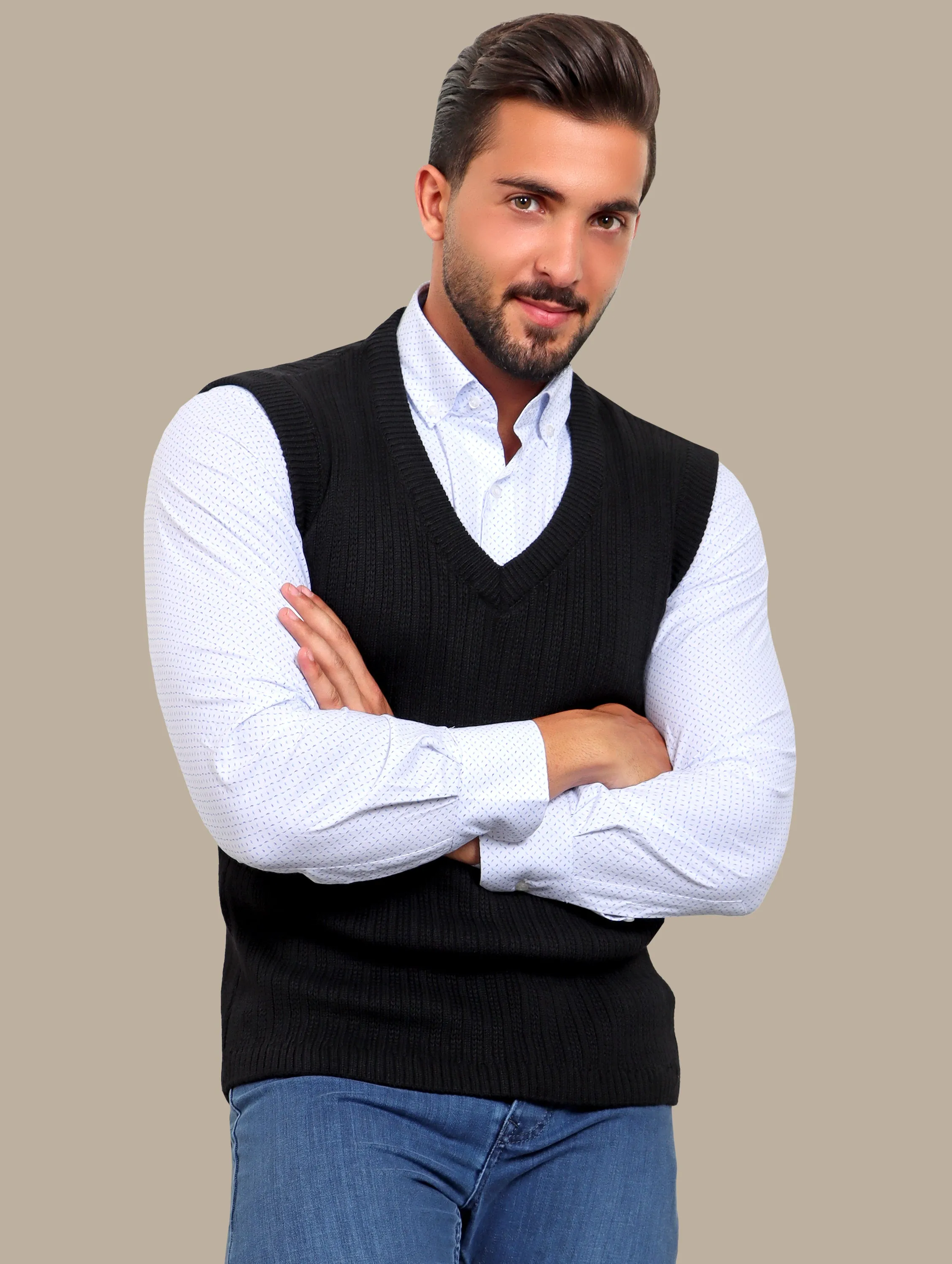Black Ripped Wool Vest