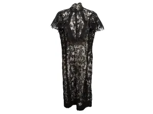 Black Sacai Short Sleeve Lace Dress Size US 2