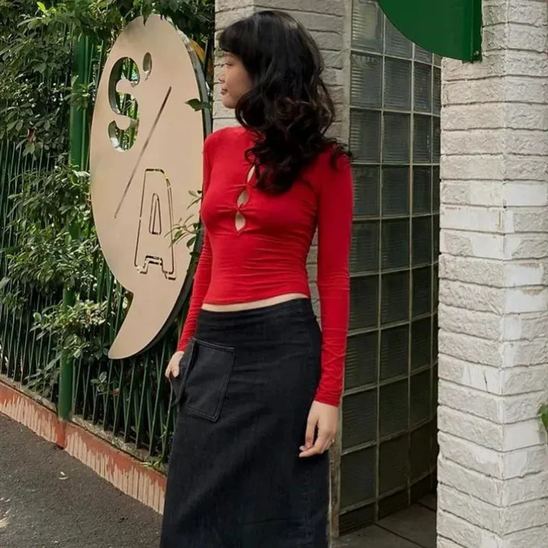 Blessing Hollow Front Long Sleeve Top