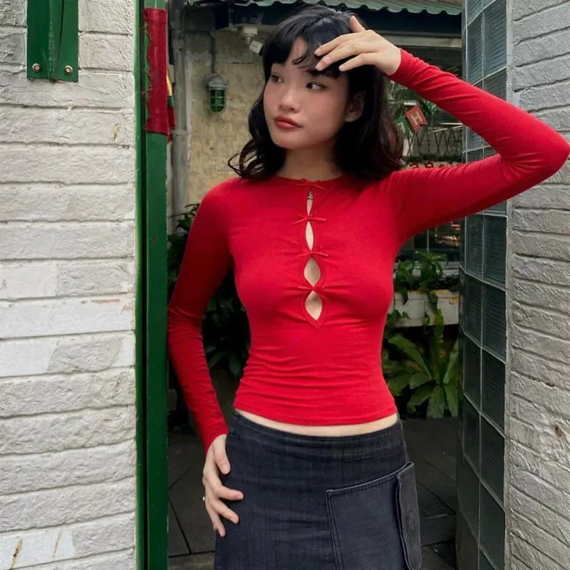 Blessing Hollow Front Long Sleeve Top