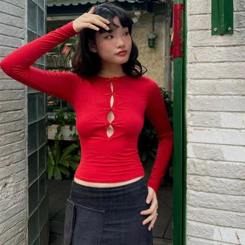 Blessing Hollow Front Long Sleeve Top