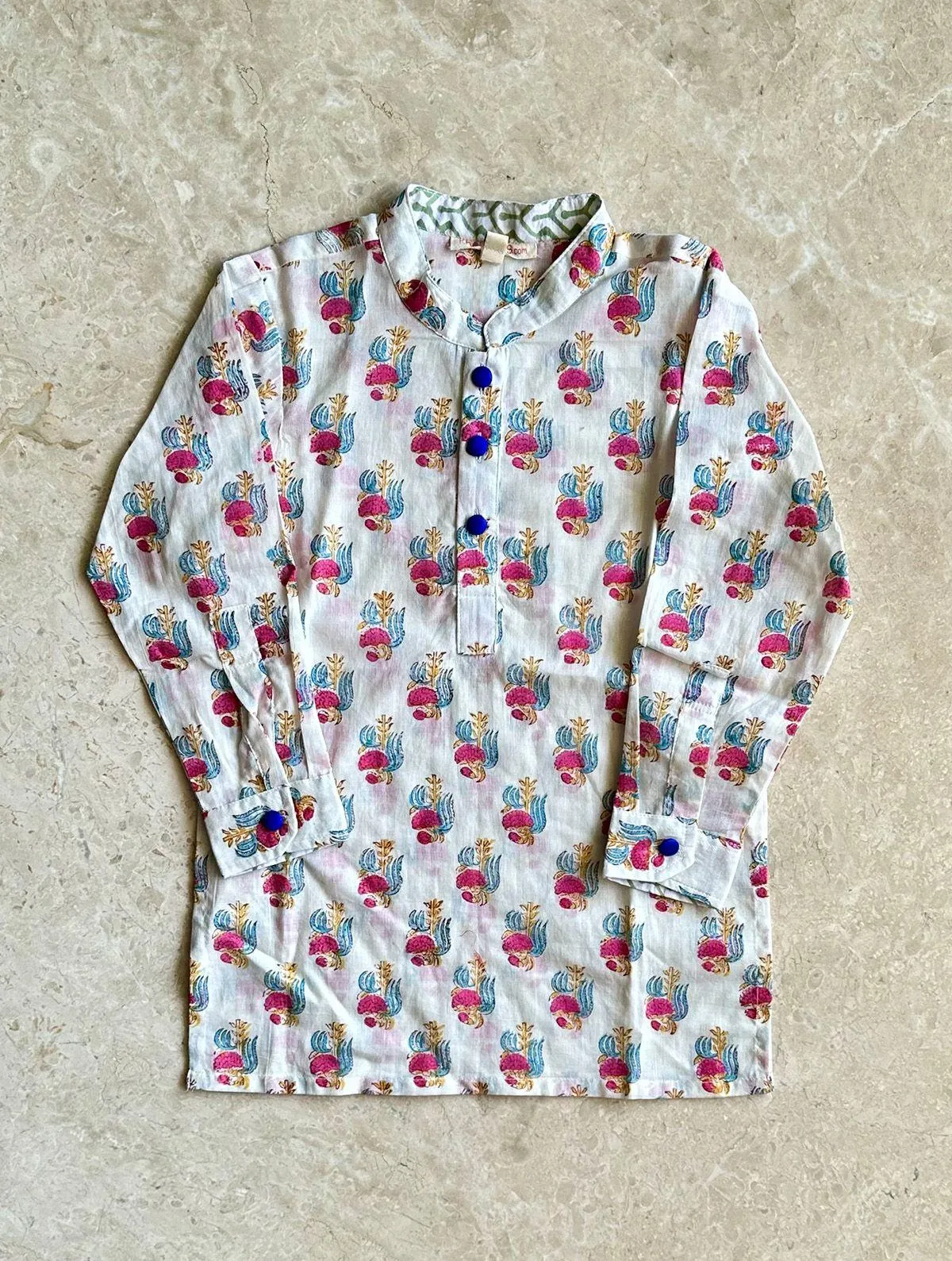 Block Print Kurta & Pink Dhoti