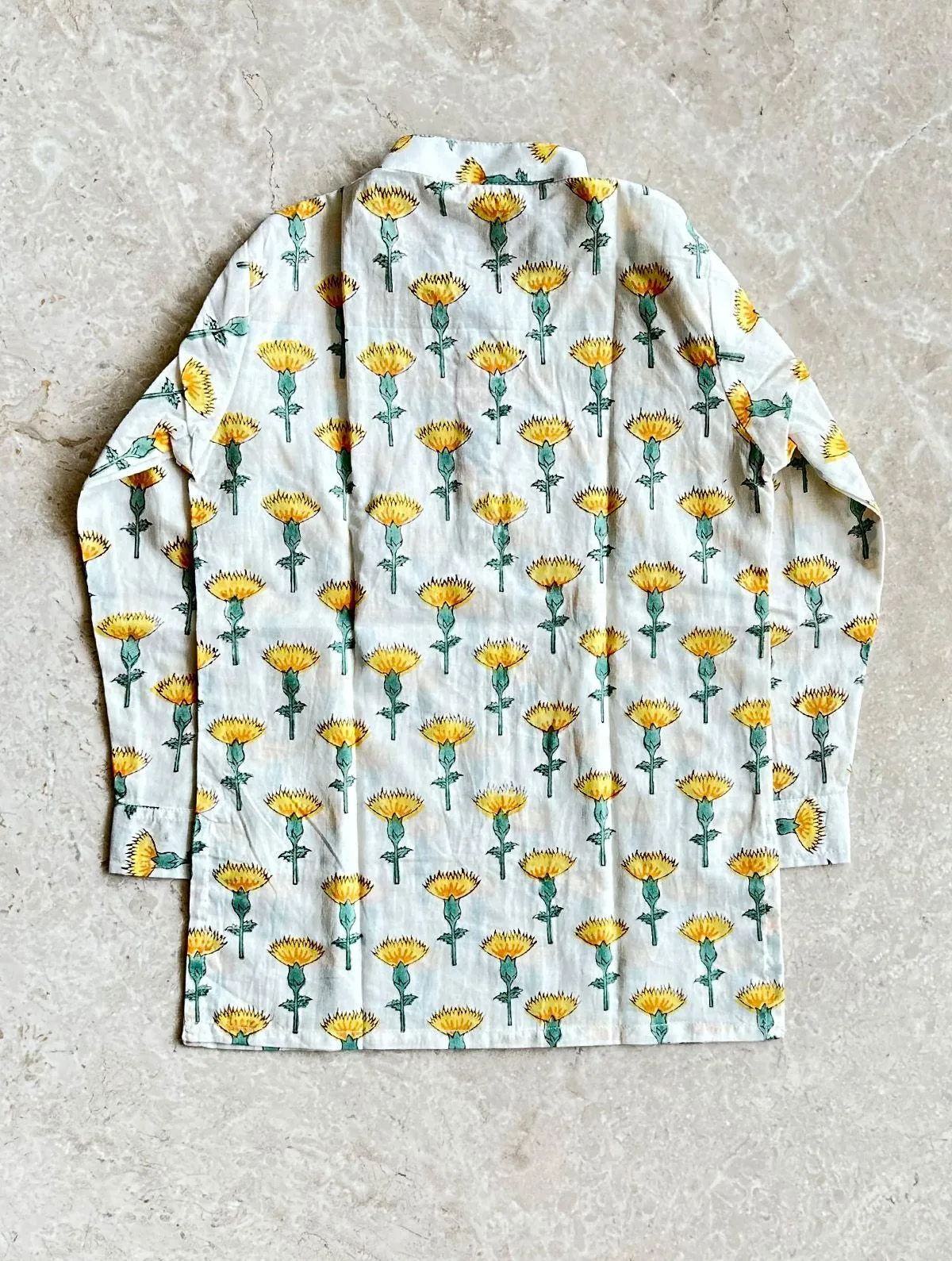 Block Print Kurta & Yellow Dhoti