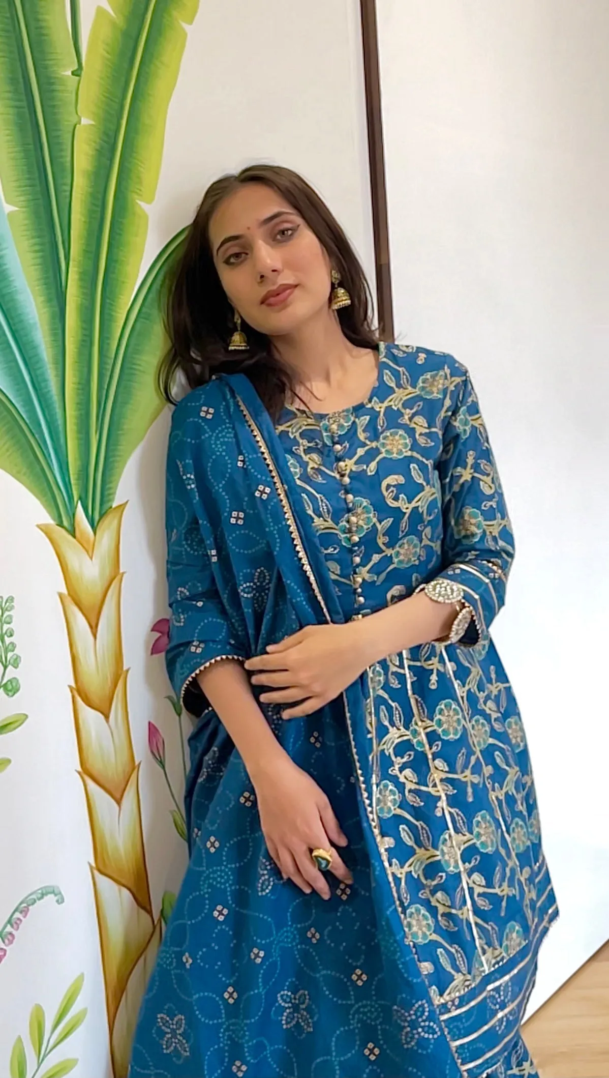 Blue Festive Kurta Sharara Dupatta Set