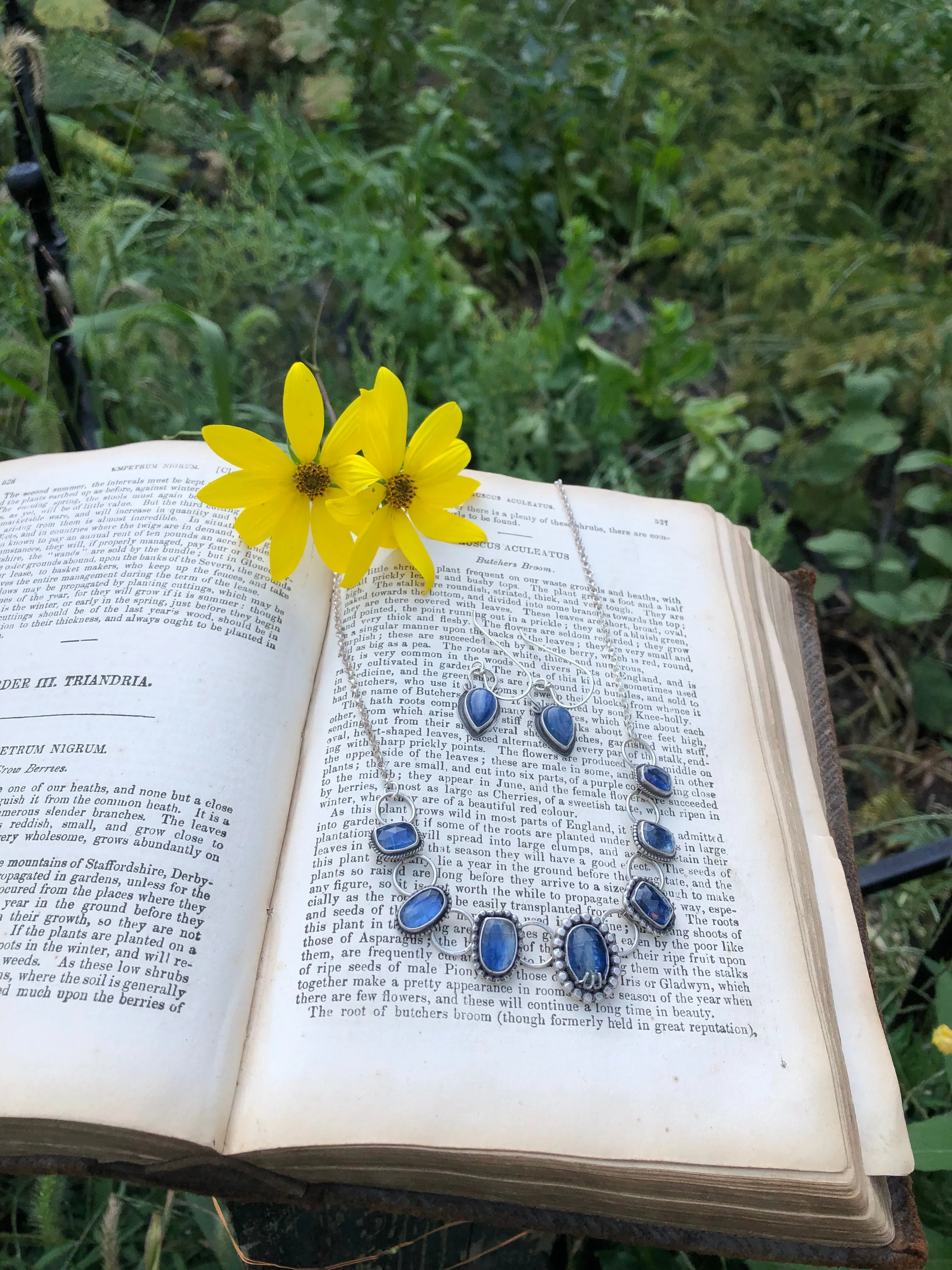 Blue Kyanite Seven Gem Statement Necklace