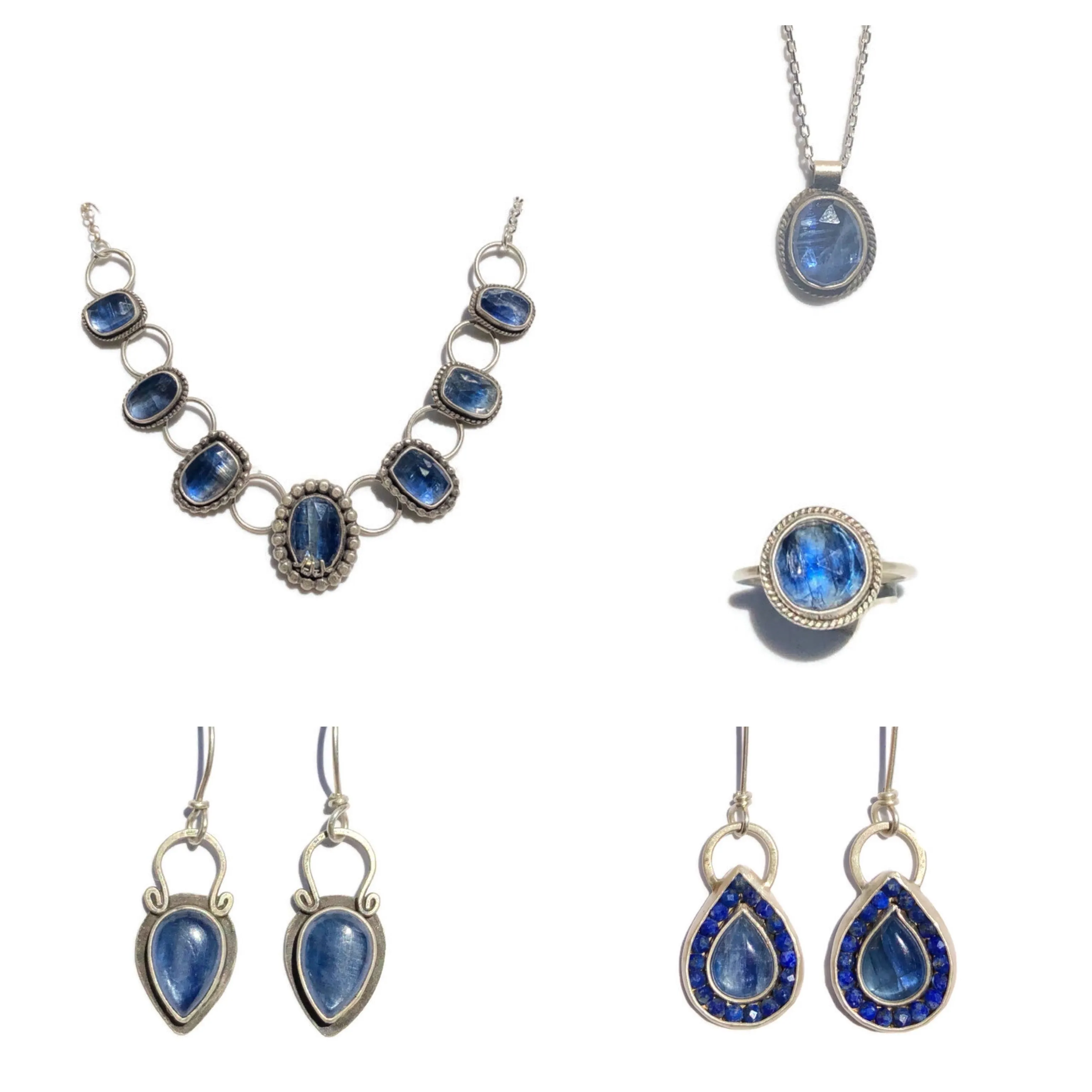 Blue Kyanite Seven Gem Statement Necklace