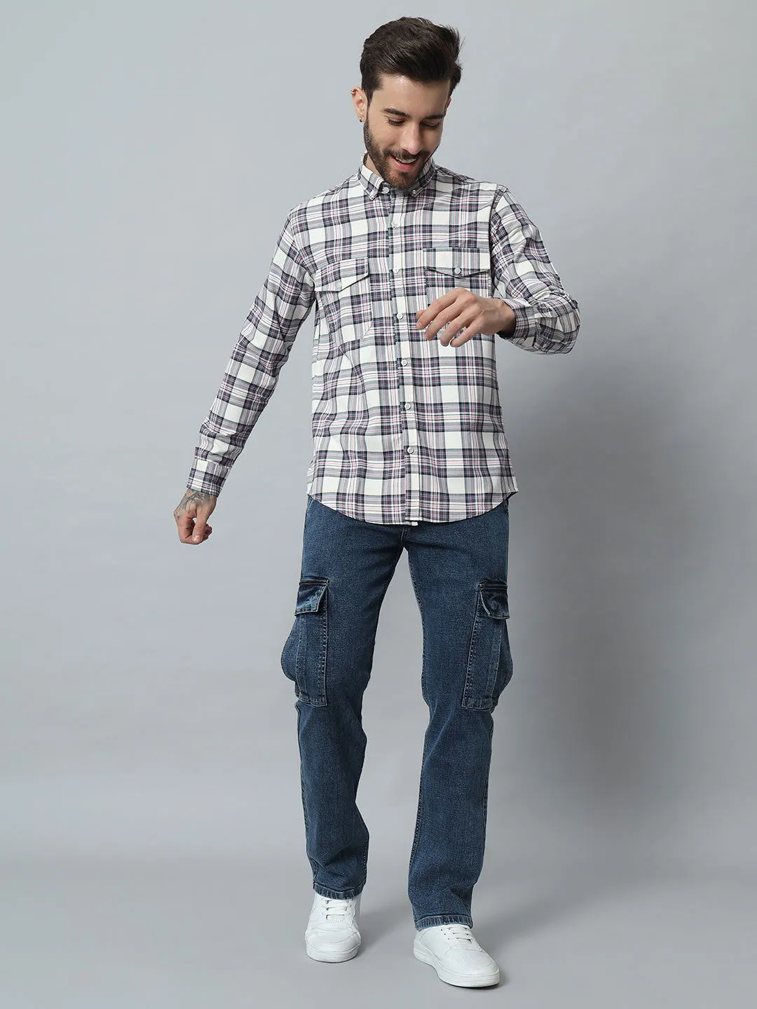 BLUE-WHITE CHECK TWILL SHIRT