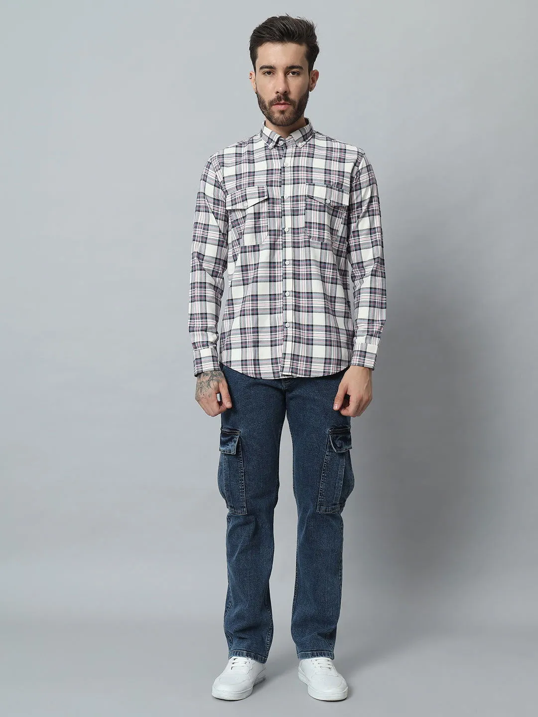 BLUE-WHITE CHECK TWILL SHIRT