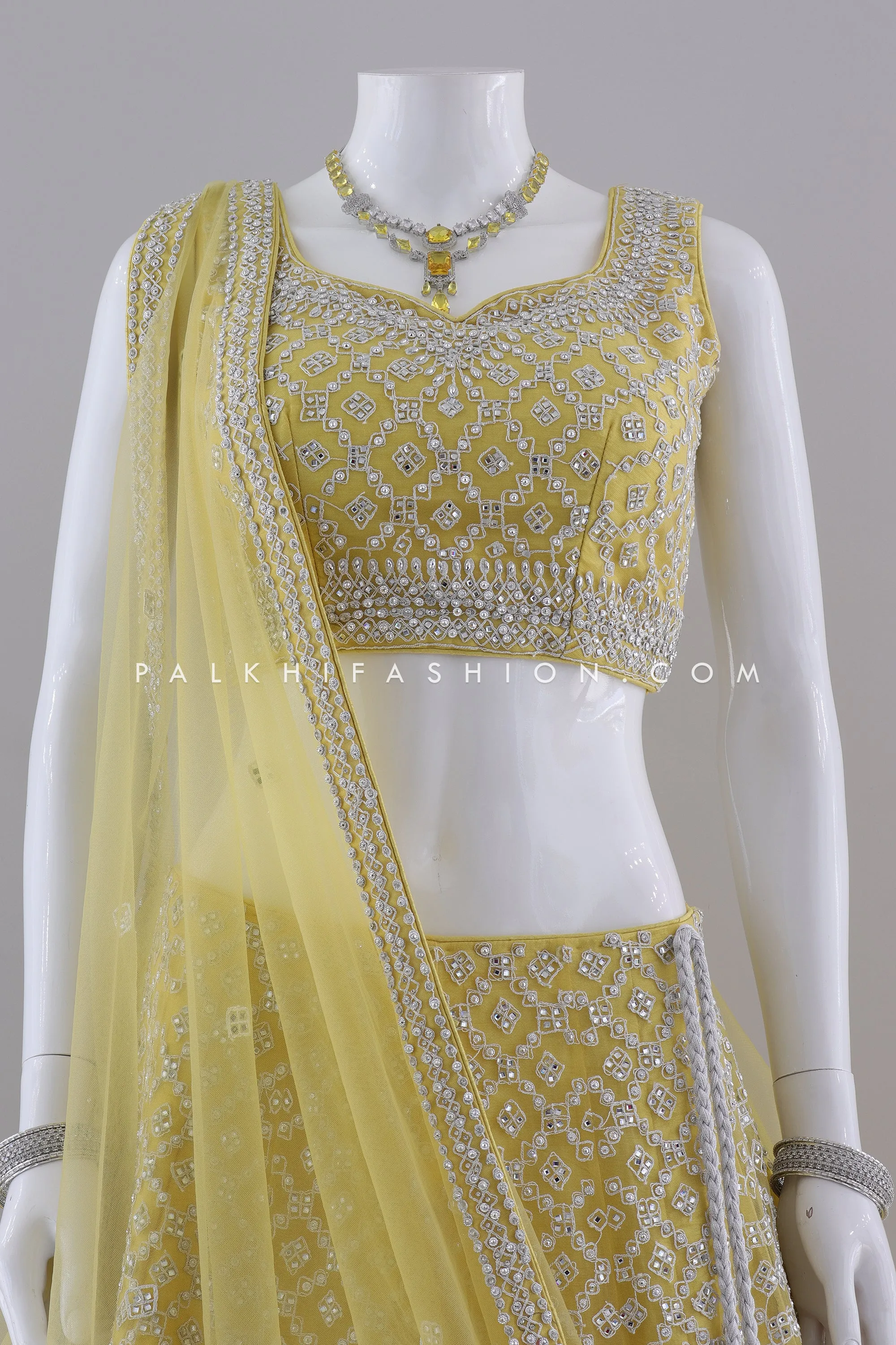 Blush Yellow Designer Lehenga Choli By Palkhi Fashion