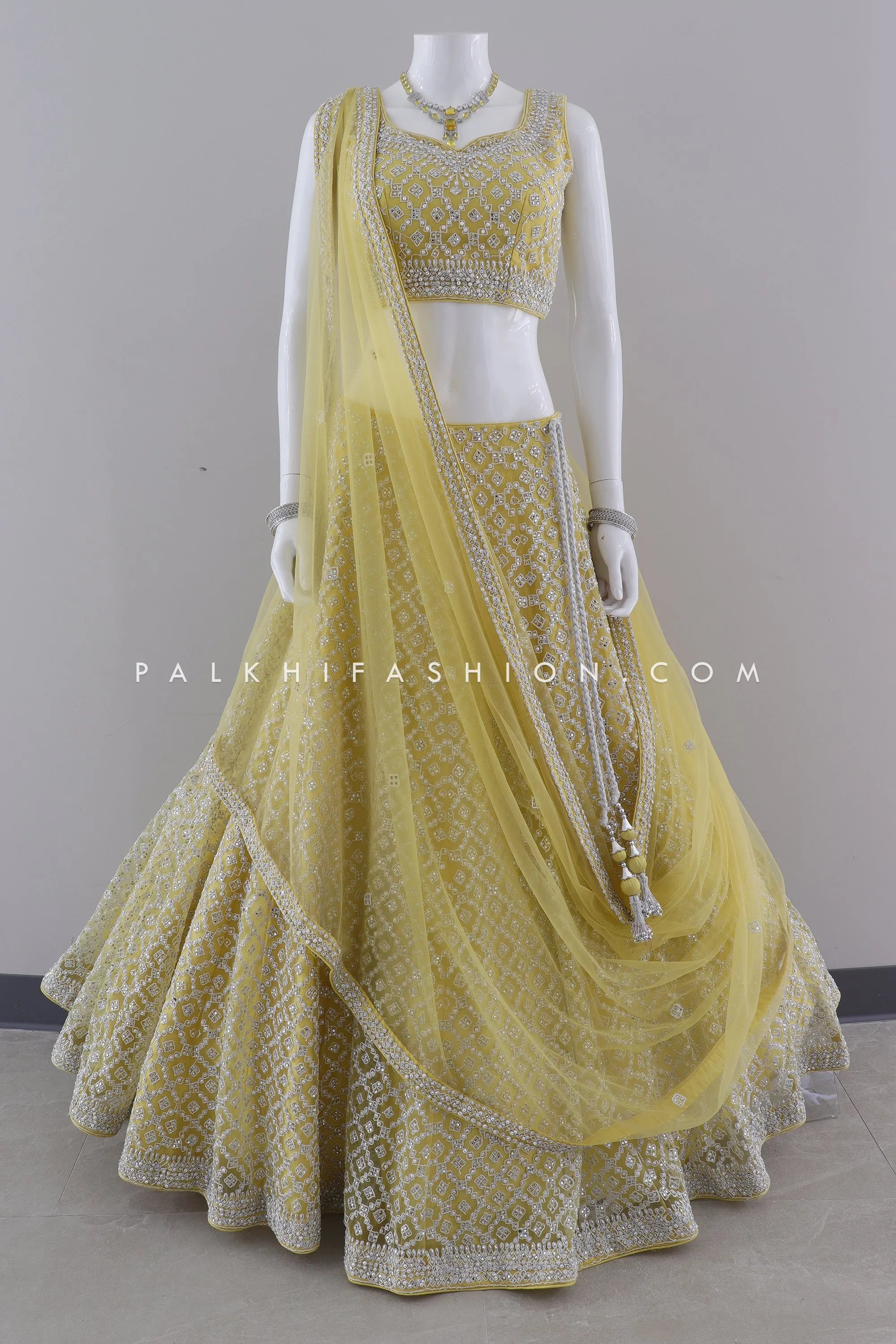 Blush Yellow Designer Lehenga Choli By Palkhi Fashion