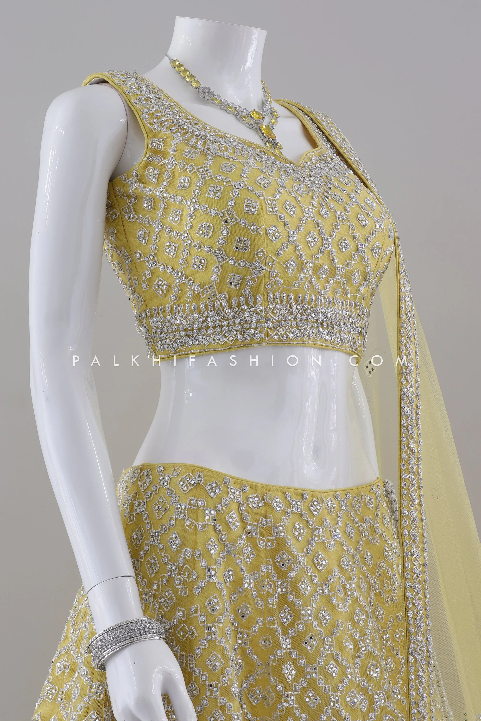 Blush Yellow Designer Lehenga Choli By Palkhi Fashion