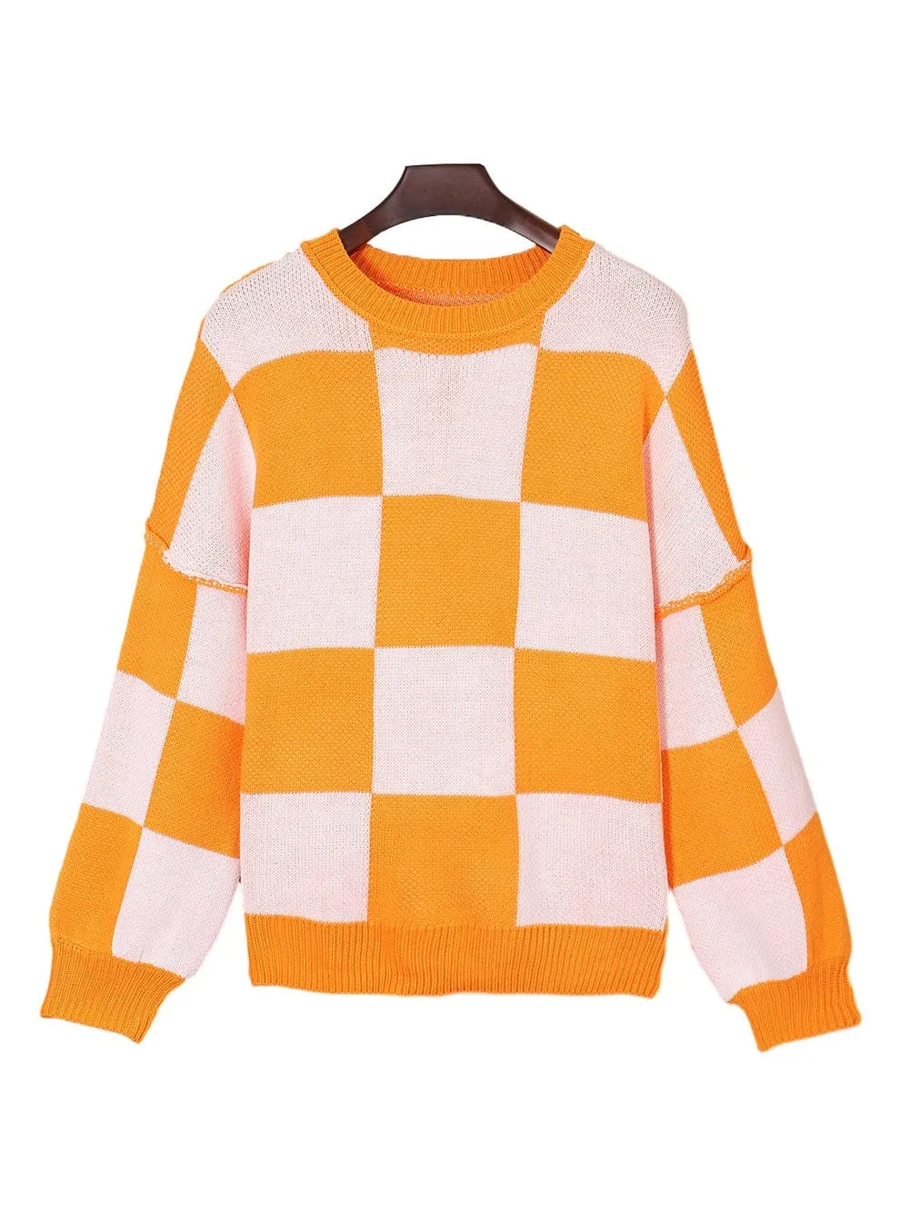 Boho Chic Checkered Knit Top