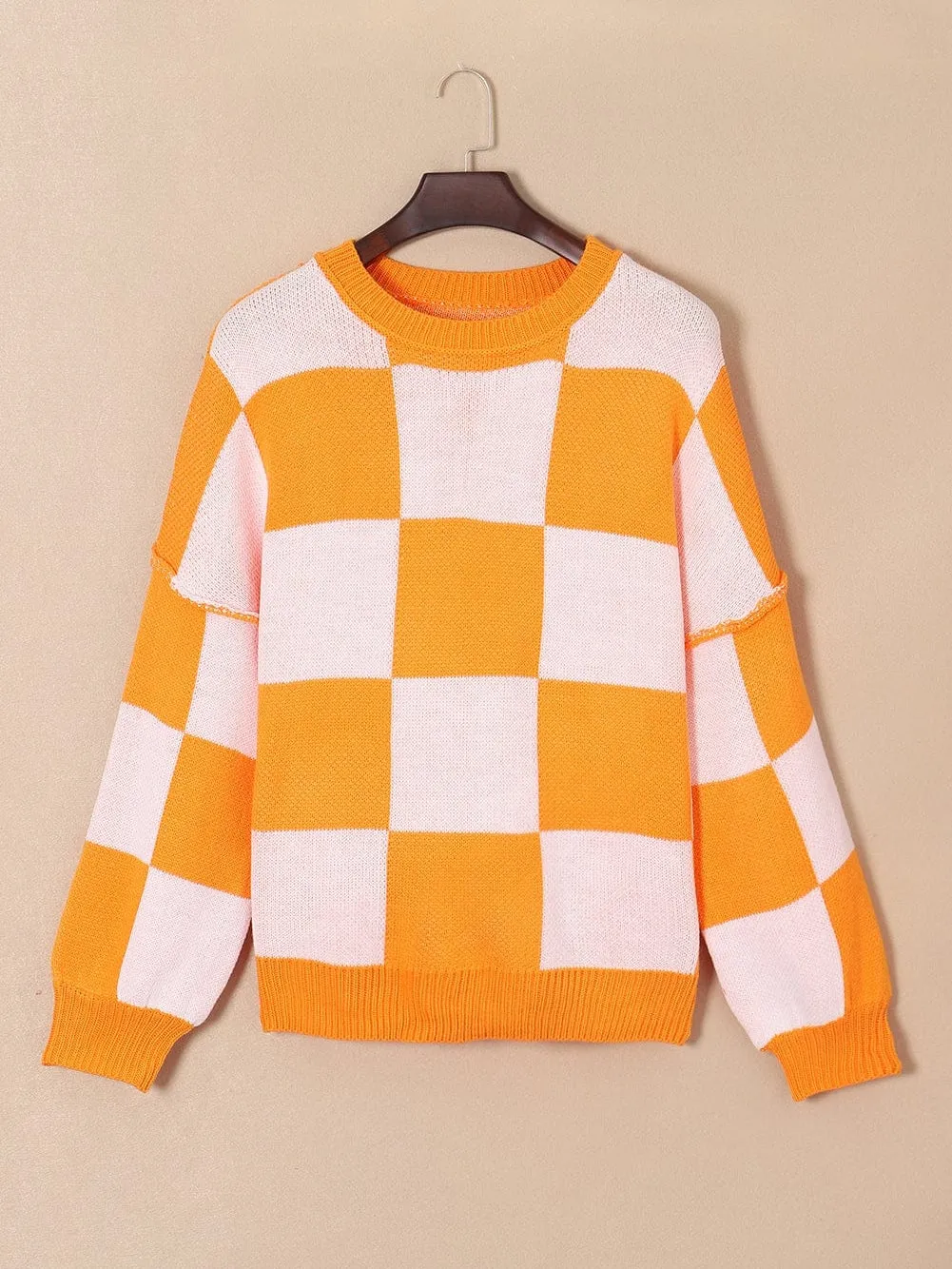 Boho Chic Checkered Knit Top