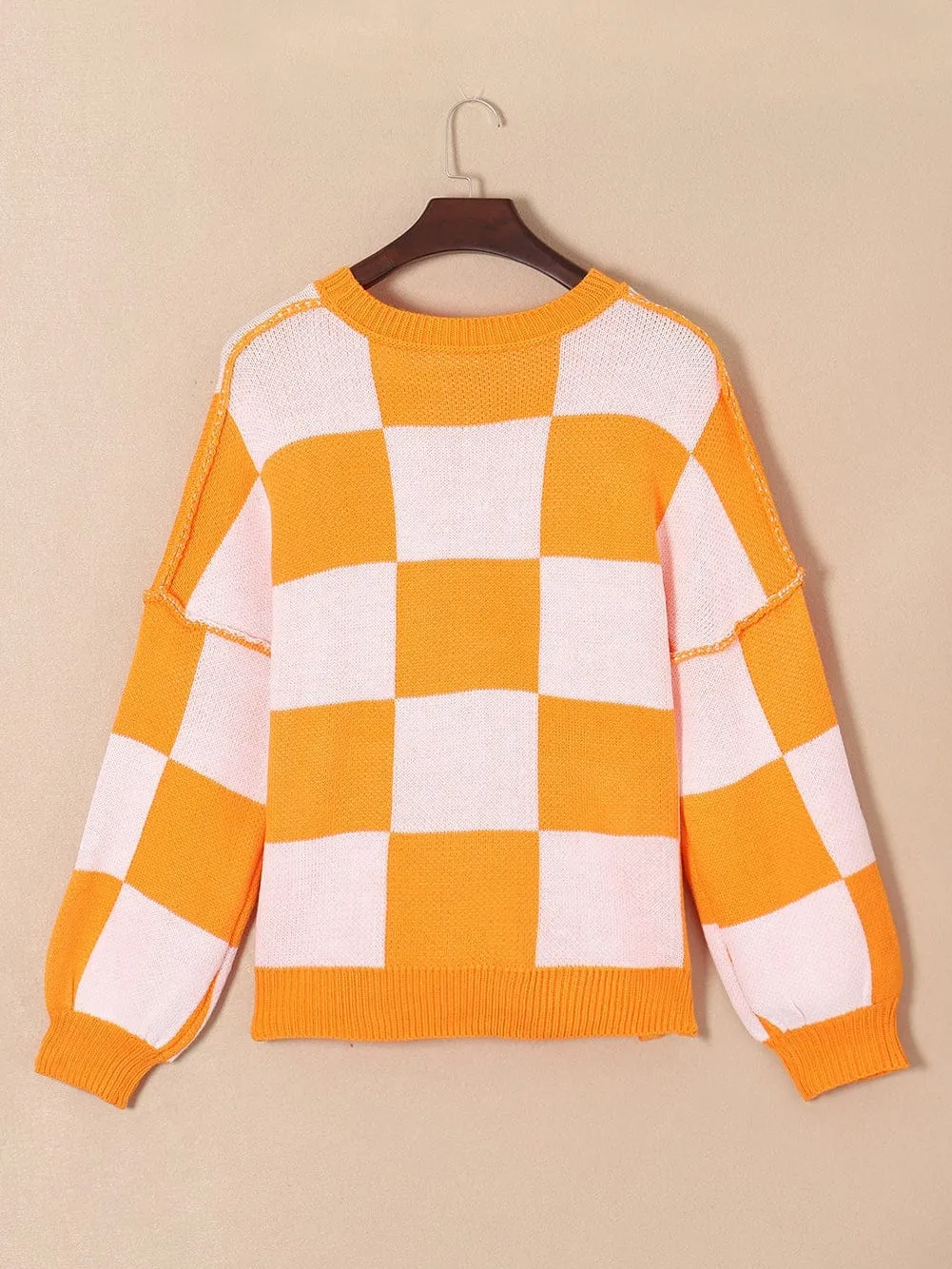 Boho Chic Checkered Knit Top