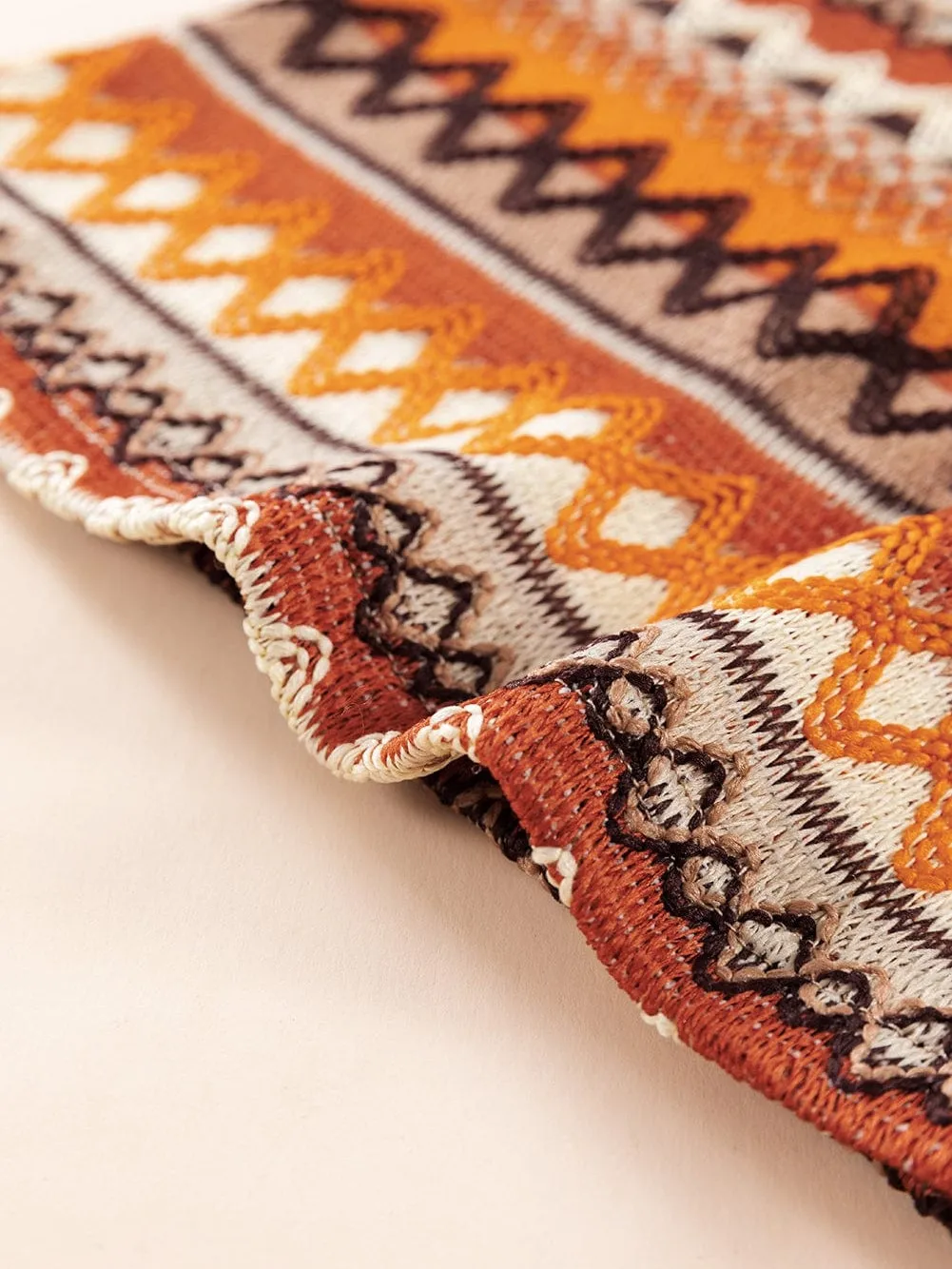Boho Orange Geometric Jacquard Tank Top for Summer Adventures
