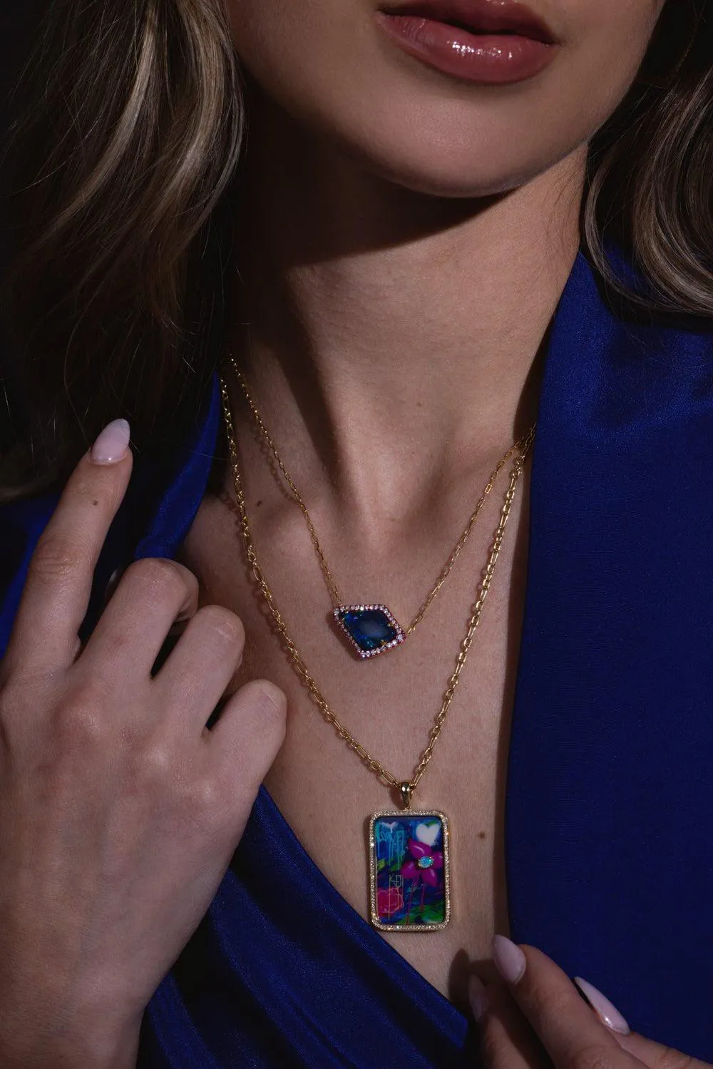 Boulder Opal Rhombus Layering Necklace
