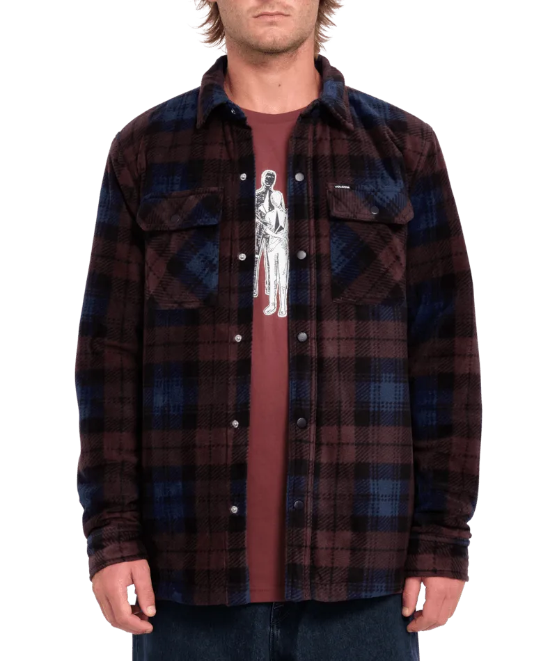Bowered Fleece Overshirt in Merlot