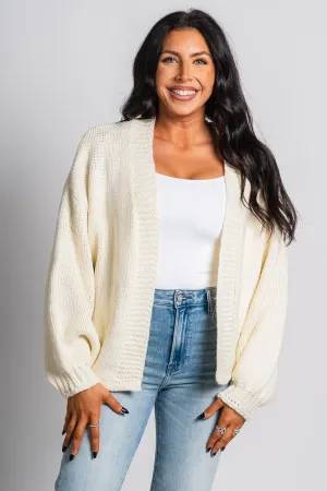 Boxy knit cardigan ivory