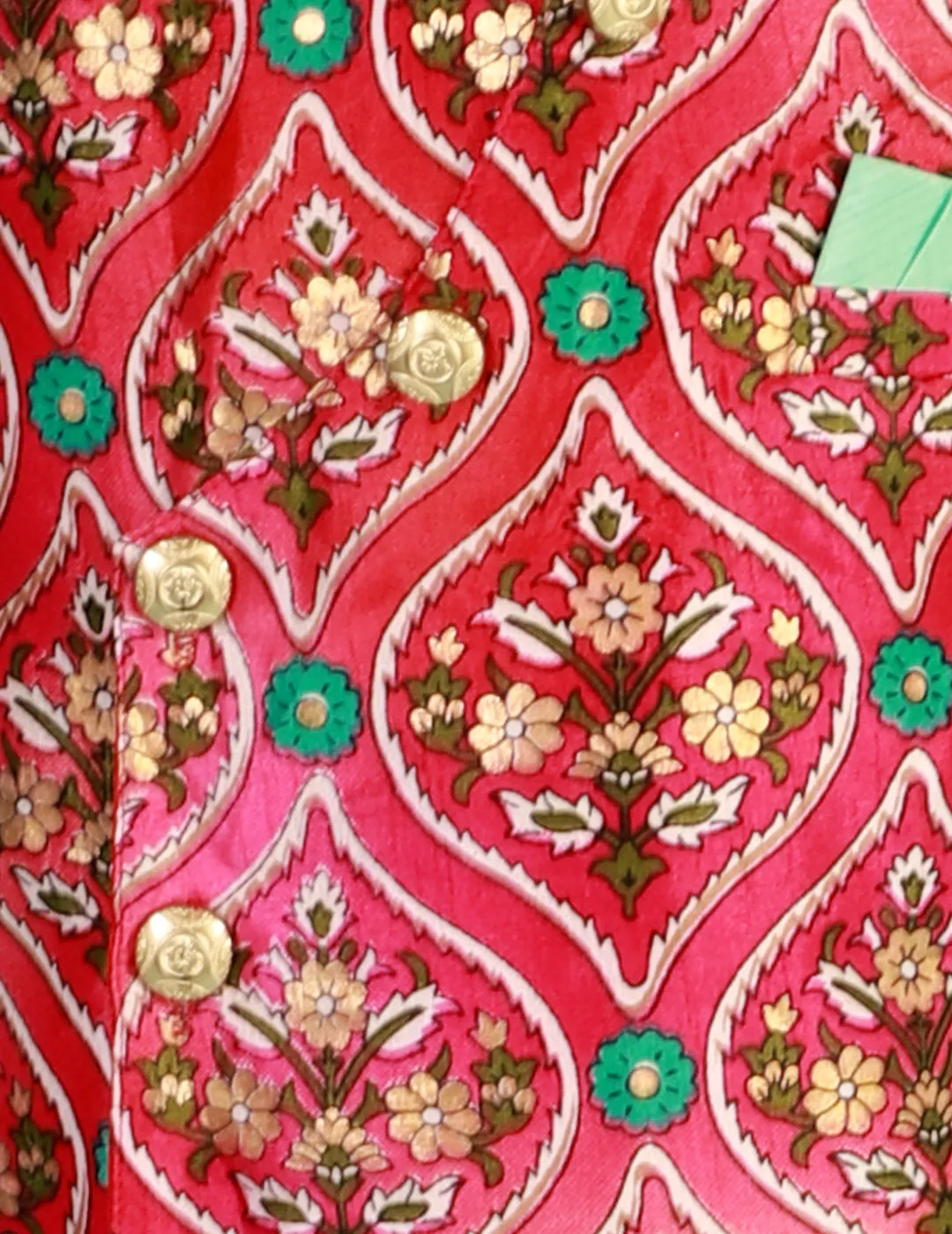 Boy's Festive Kurta Pyjama With Digi Print Jacket - Pink/Green - Kid1 Boys
