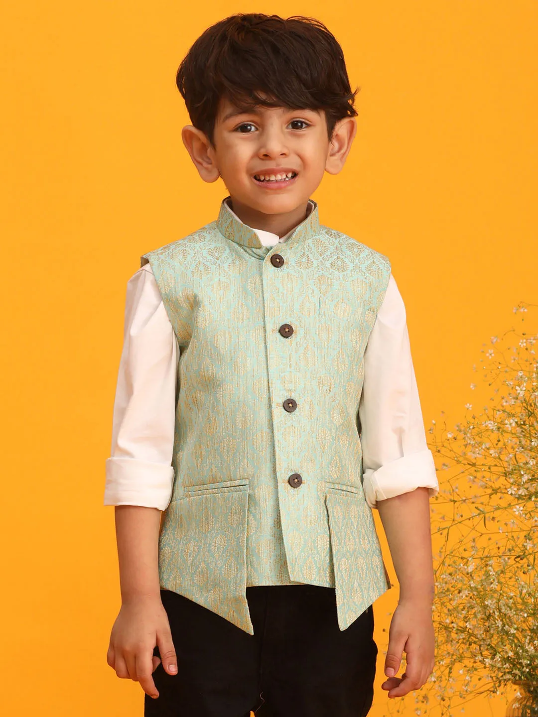 Boy's Green Nehru Jacket - Vastramay Boys