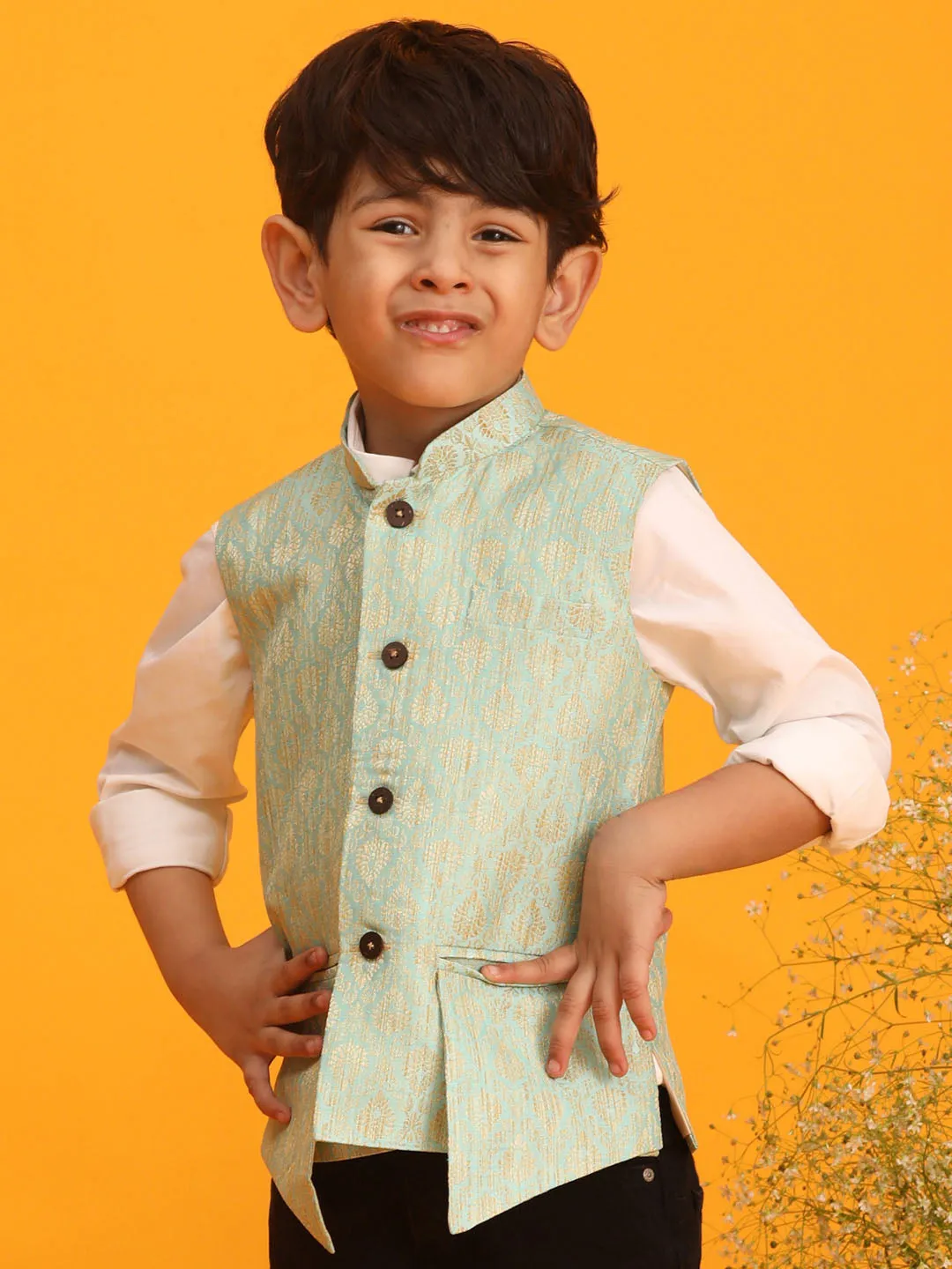 Boy's Green Nehru Jacket - Vastramay Boys