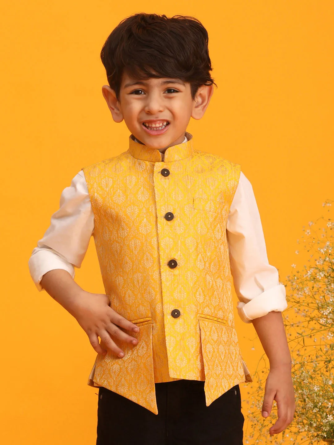 Boy's Yellow Nehru Jacket - Vastramay Boys
