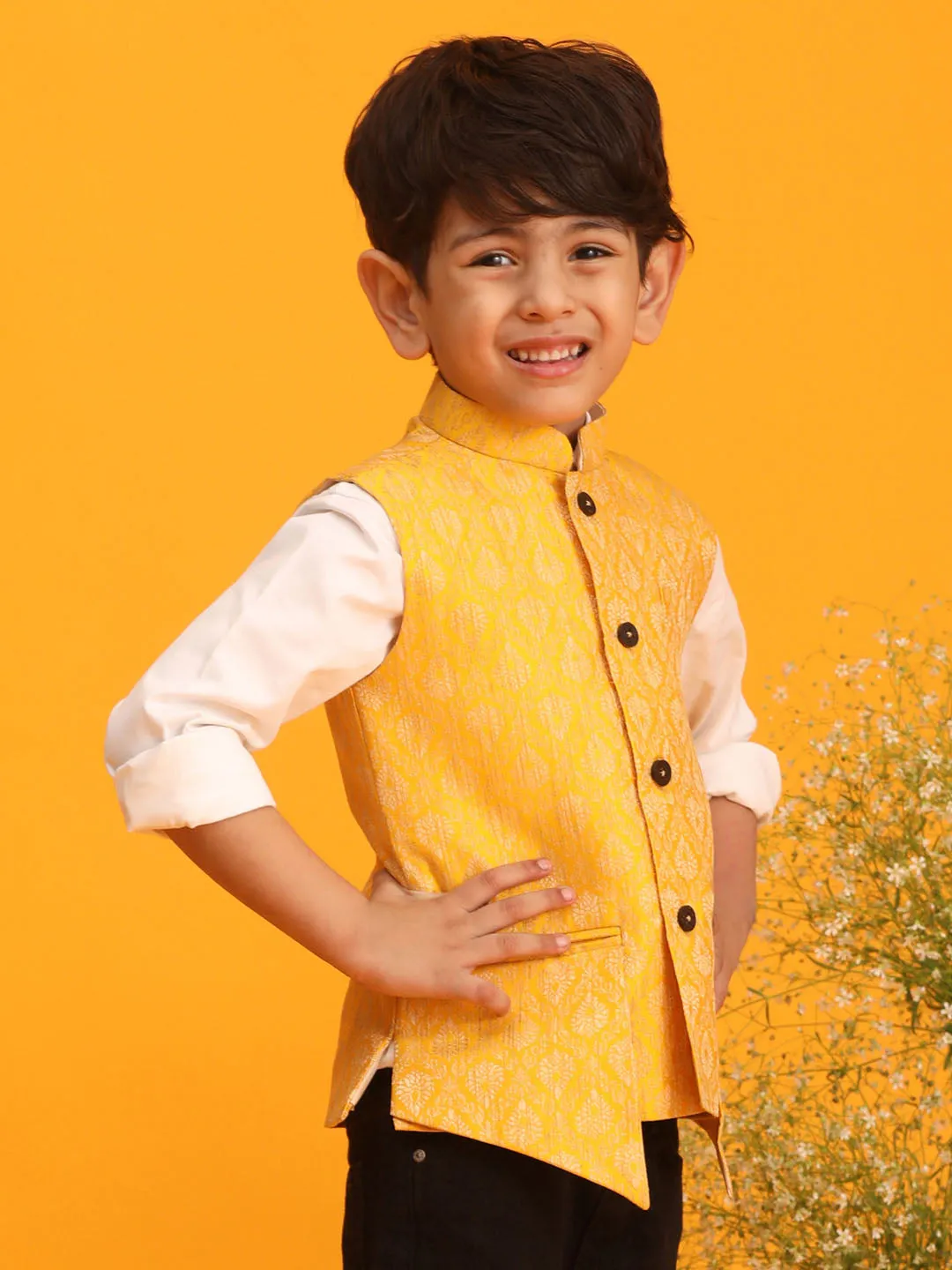 Boy's Yellow Nehru Jacket - Vastramay Boys