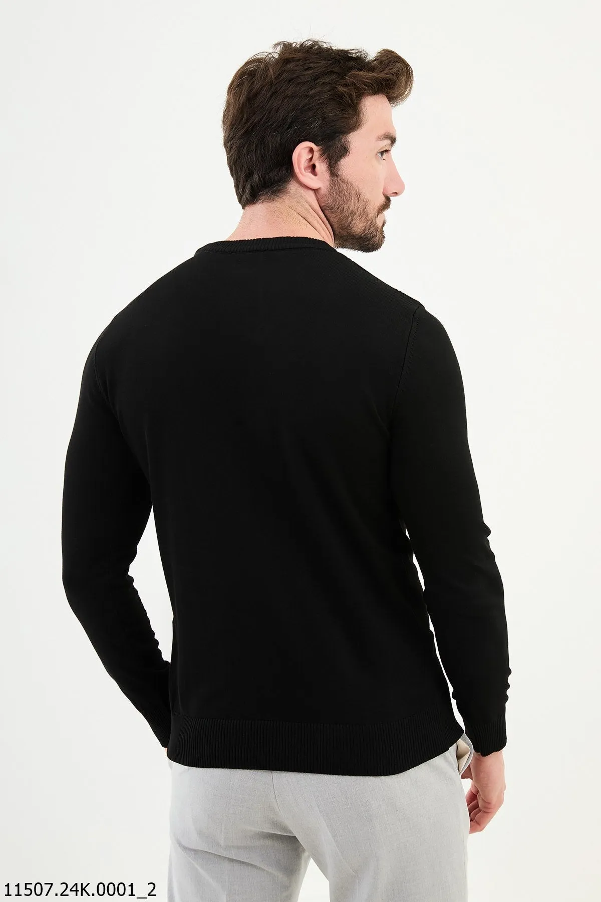 Brabion Dante Slim Fit Black Knitted Sweater