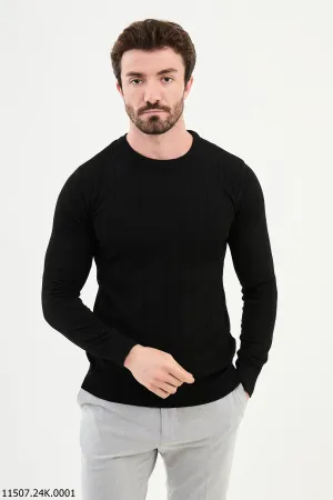 Brabion Dante Slim Fit Black Knitted Sweater