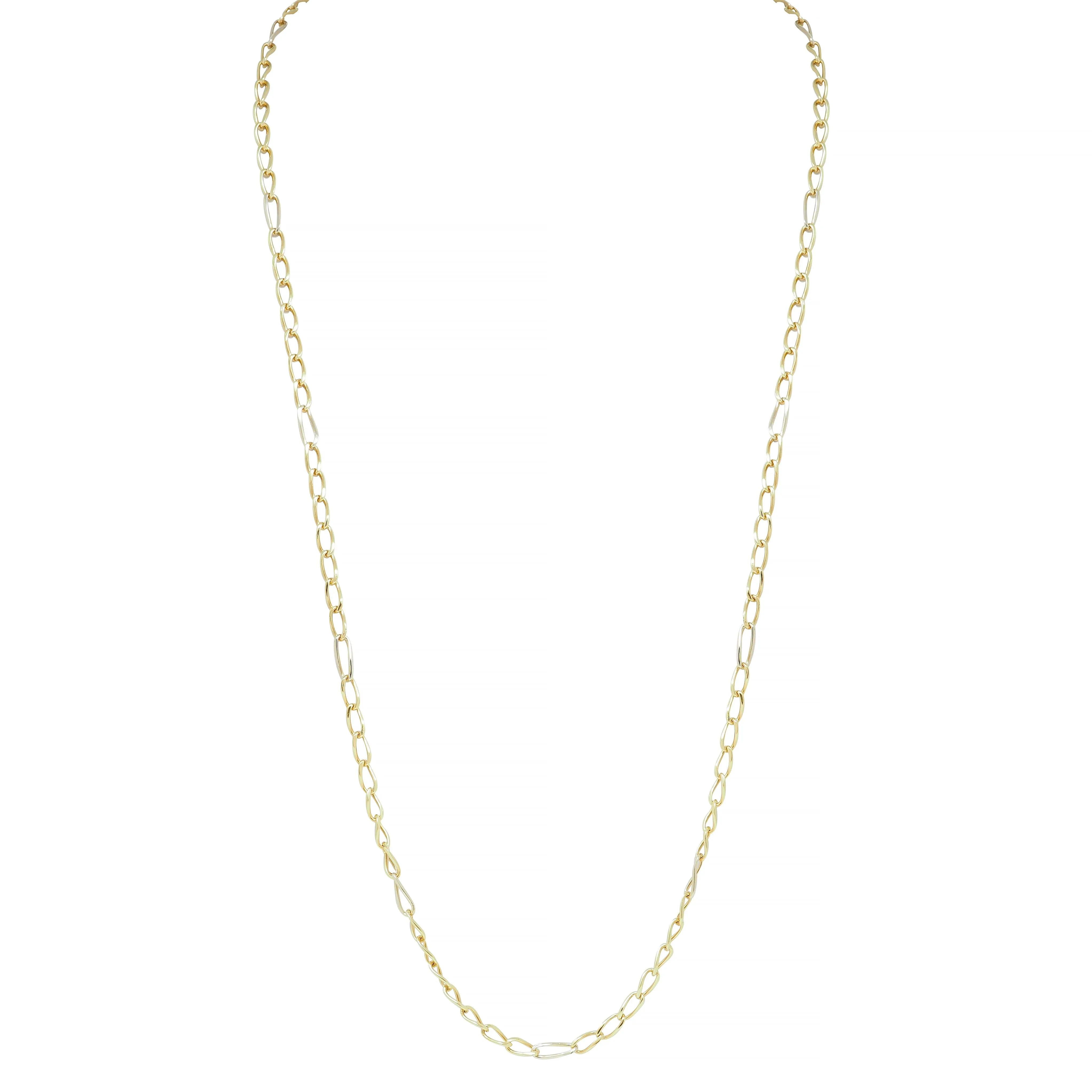 Bulgari 1990's 18 Karat Two-Tone Gold Vintage Unisex Oval Link Chain Necklace