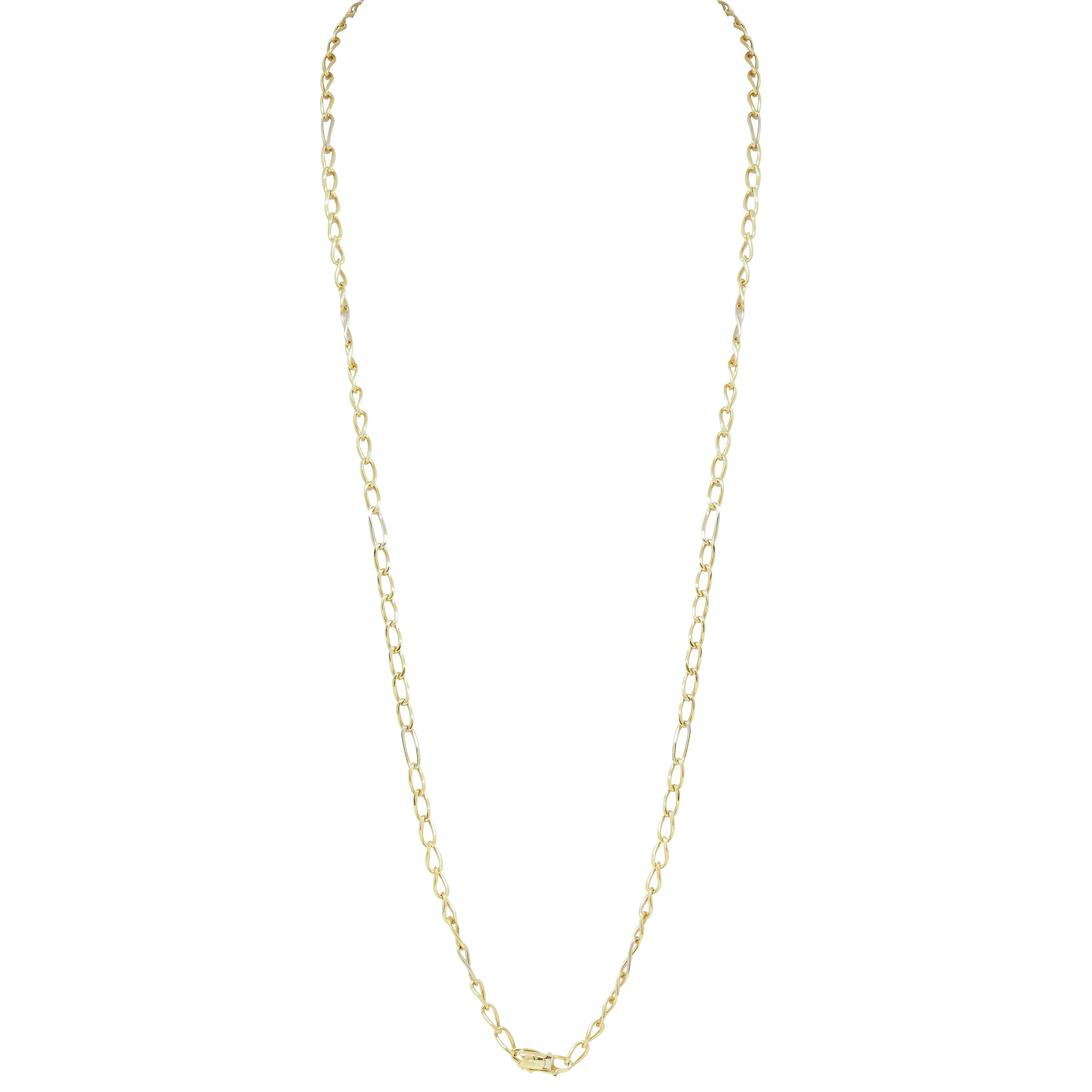 Bulgari 1990's 18 Karat Two-Tone Gold Vintage Unisex Oval Link Chain Necklace