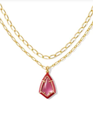 Camry Enamel Frame Necklace- Azalea Illusion
