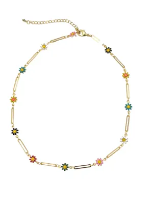 Candace Flower Paperclip Necklace