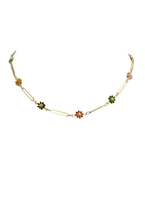 Candace Flower Paperclip Necklace