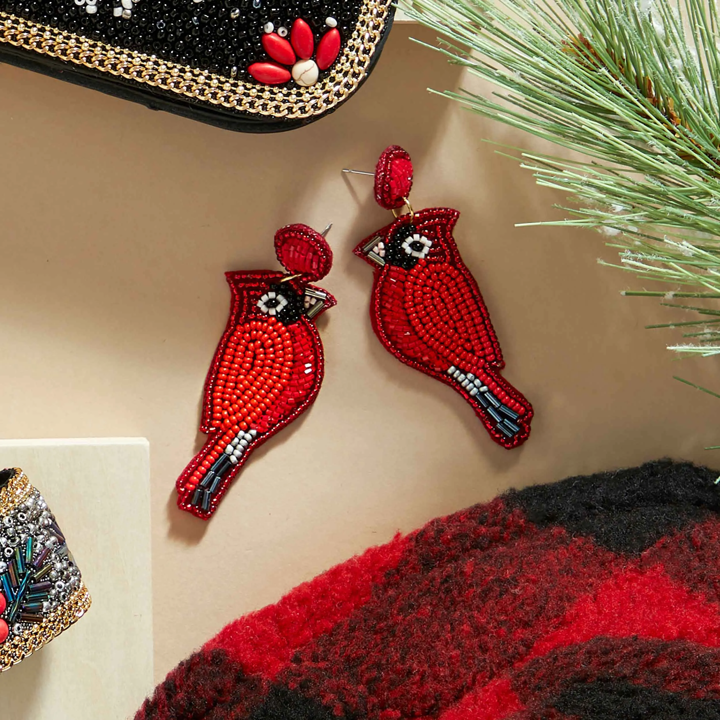 Cardinal Beaded Earring