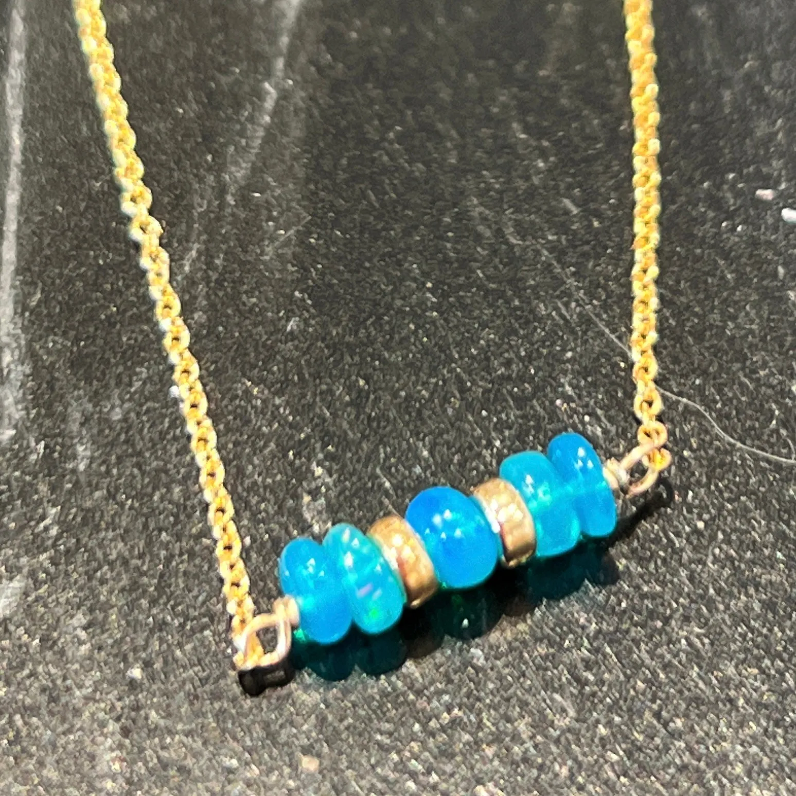 Caribbean Blue Welo Opal Layering Necklace