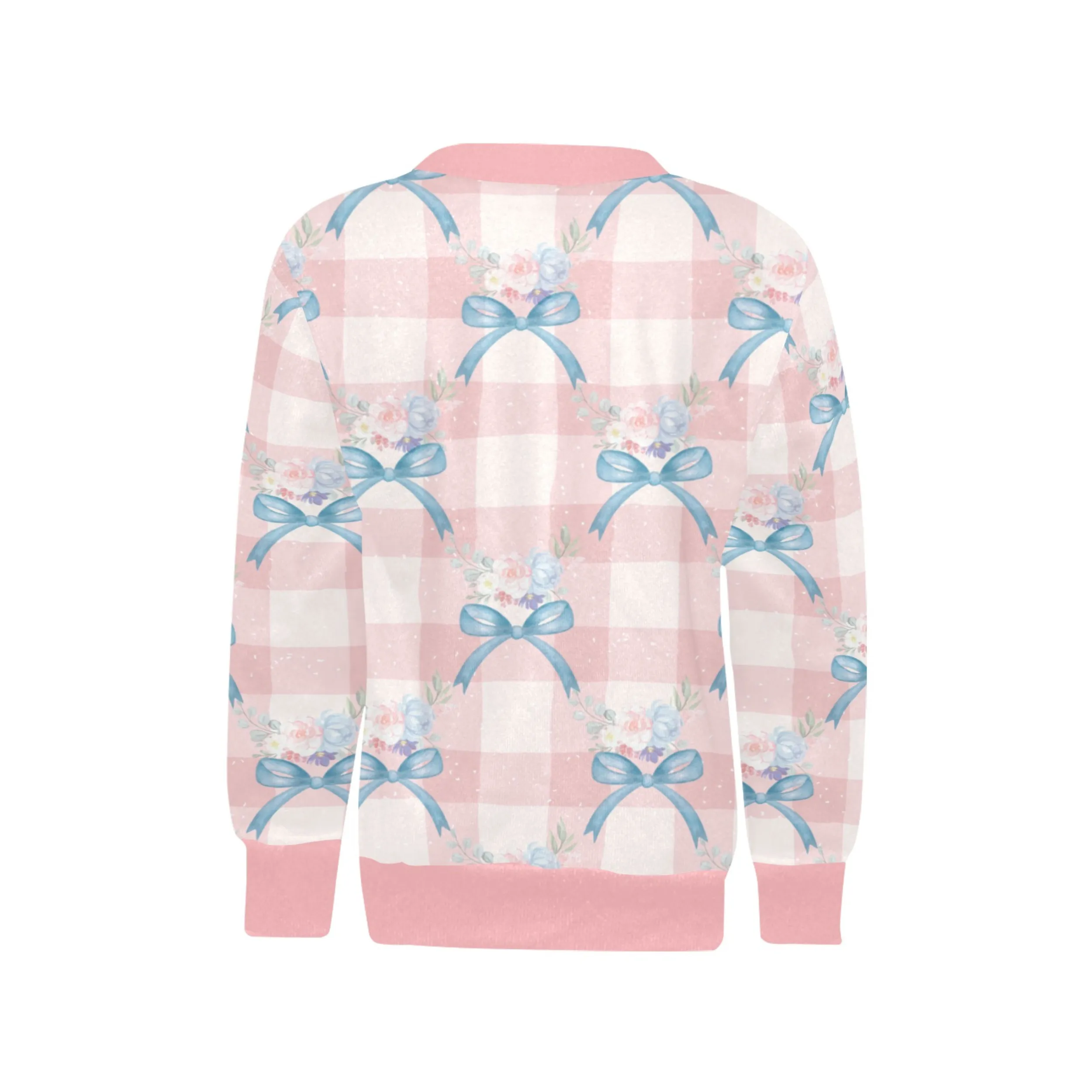 Caroline Crew Neck Sweatshirt | Soft Pink and Blue All Over Print | Cozy Fall & Winter Wardrobe Essential