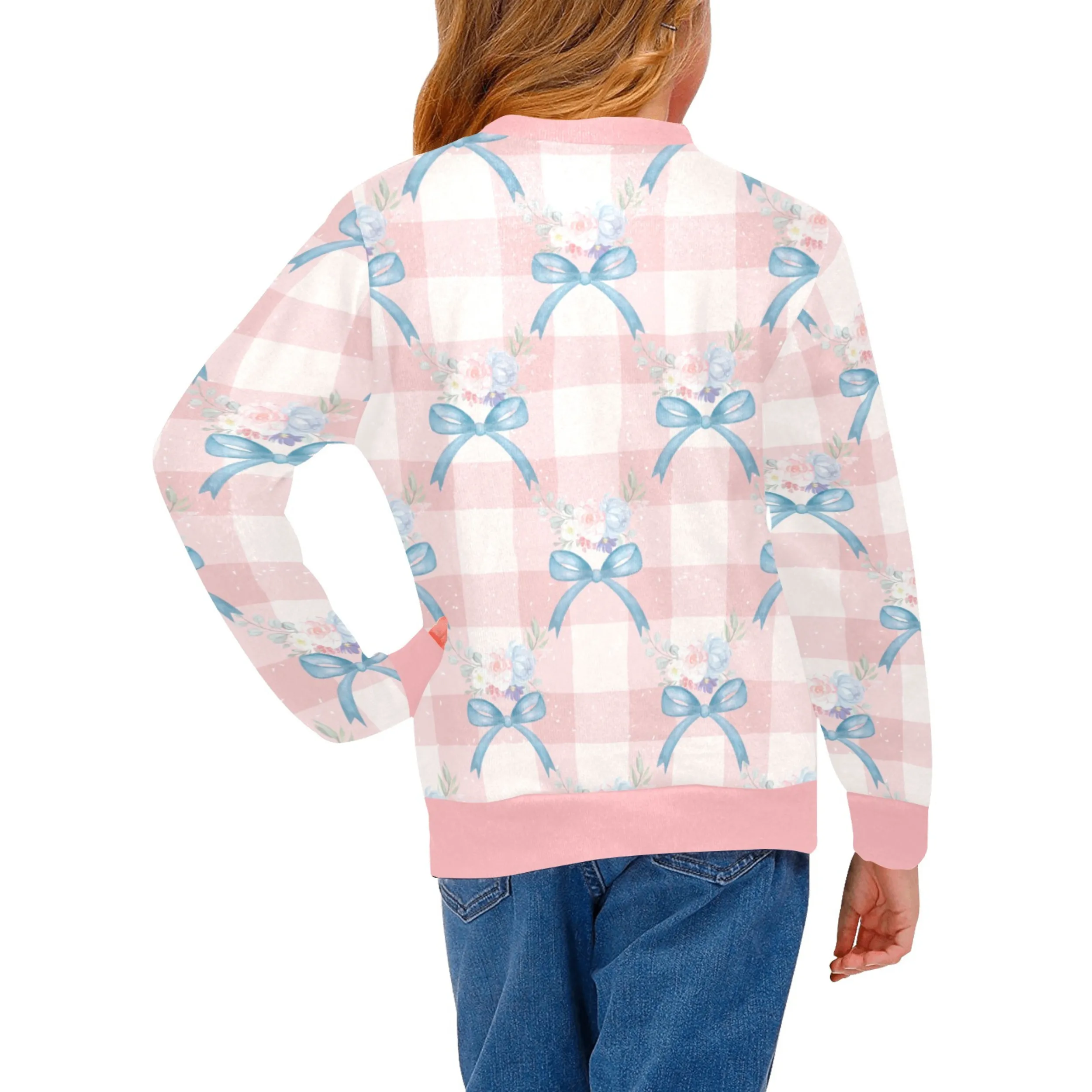 Caroline Crew Neck Sweatshirt | Soft Pink and Blue All Over Print | Cozy Fall & Winter Wardrobe Essential
