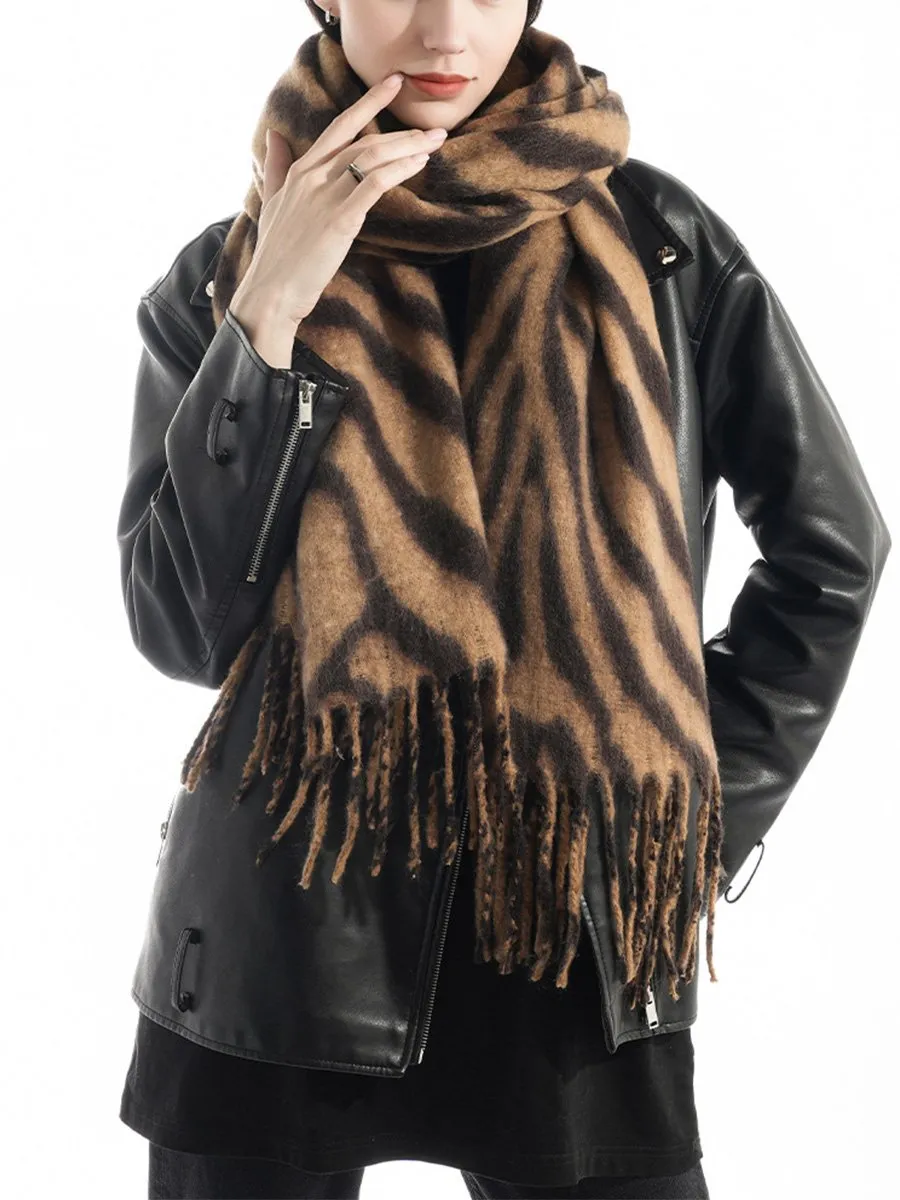Cashmere Zebra Stripes Fashion Print Warm Scarf Shawl