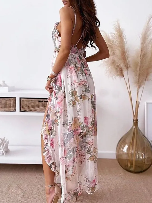 Casual Dress Swing Dress Slip Dress Mini Dress Pink Dusty Rose Gray Sleeveless Floral Plus High Low Spring Summer Spaghetti Strap Vacation  S M L XL for Women